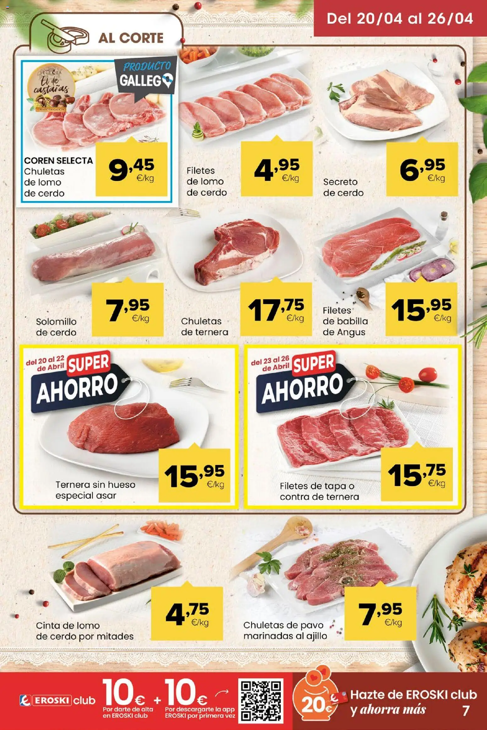Eroski Miramos por ti │ válido desde el 16.04.2026 | Página: 7 | Productos: Chuletas de pavo, Cerdo