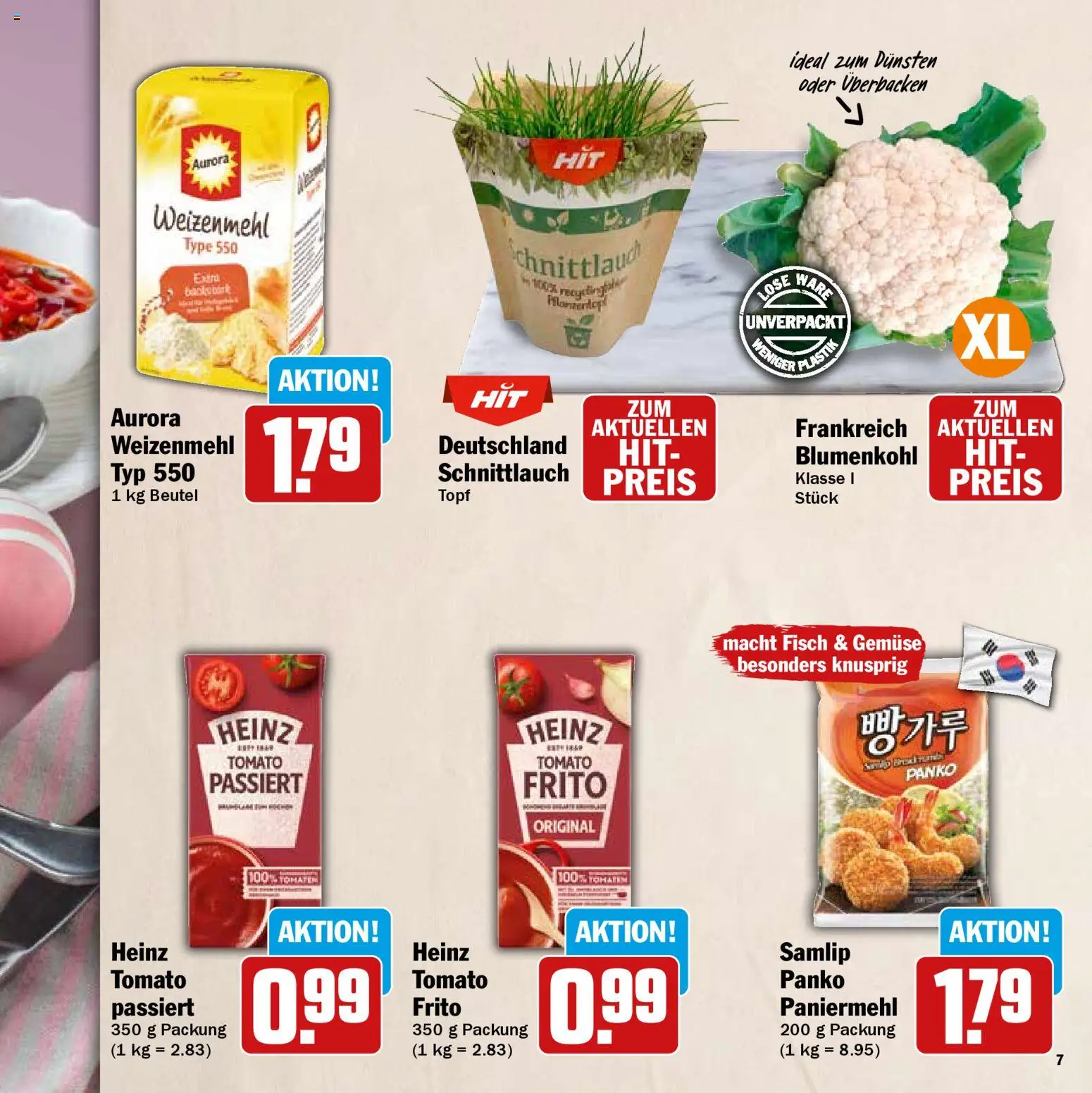 HIT Wochenprospekt – gültig ab 09.03.2026 | Seite: 7 | Produkte: Tomaten, Weizenmehl, Fisch, Gemüse