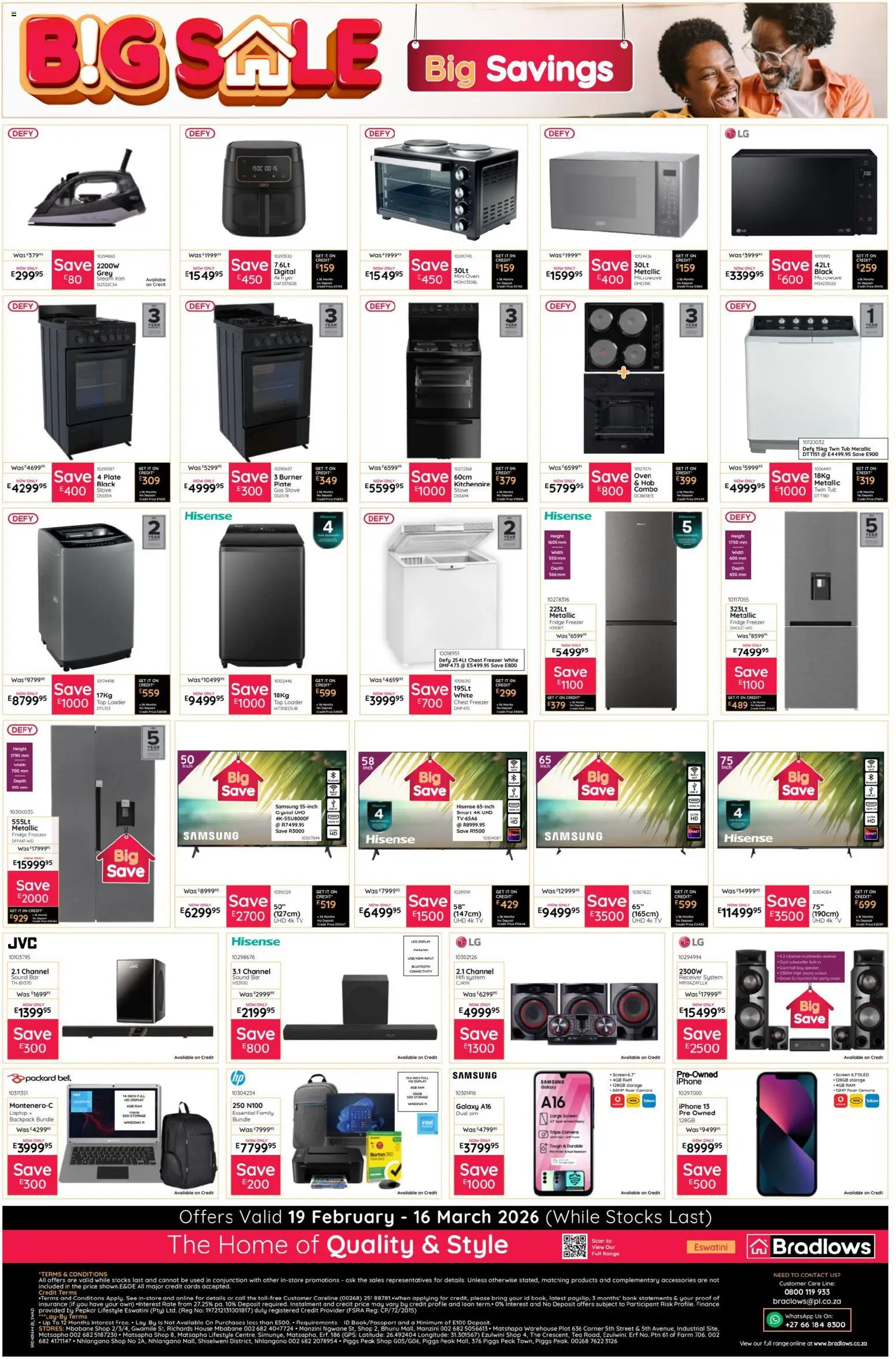 New Bradlows catalogue – valid from 19.02.2026 | Page: 4 | Products: Camera, Oven, Laptop, Chest freezer