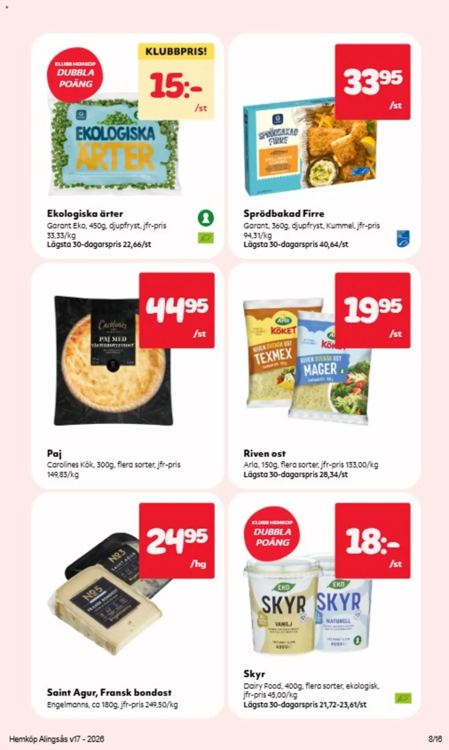 Hemköp reklamblad aktuell från 20.04.2026 | Sida: 6 | Produkter: Paj, Riven ost, Ost