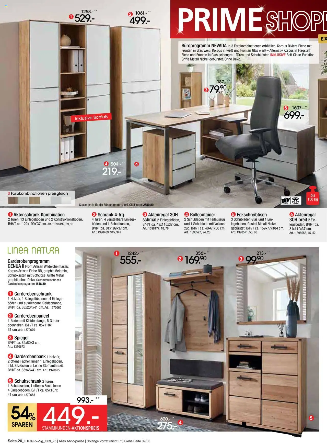 Zurbrüggen - Prime Shopping Week – gültig ab 14.09.2025 | Seite: 20 | Produkte: Schrank, Spiegel, Garderobenschrank, Aktenregal