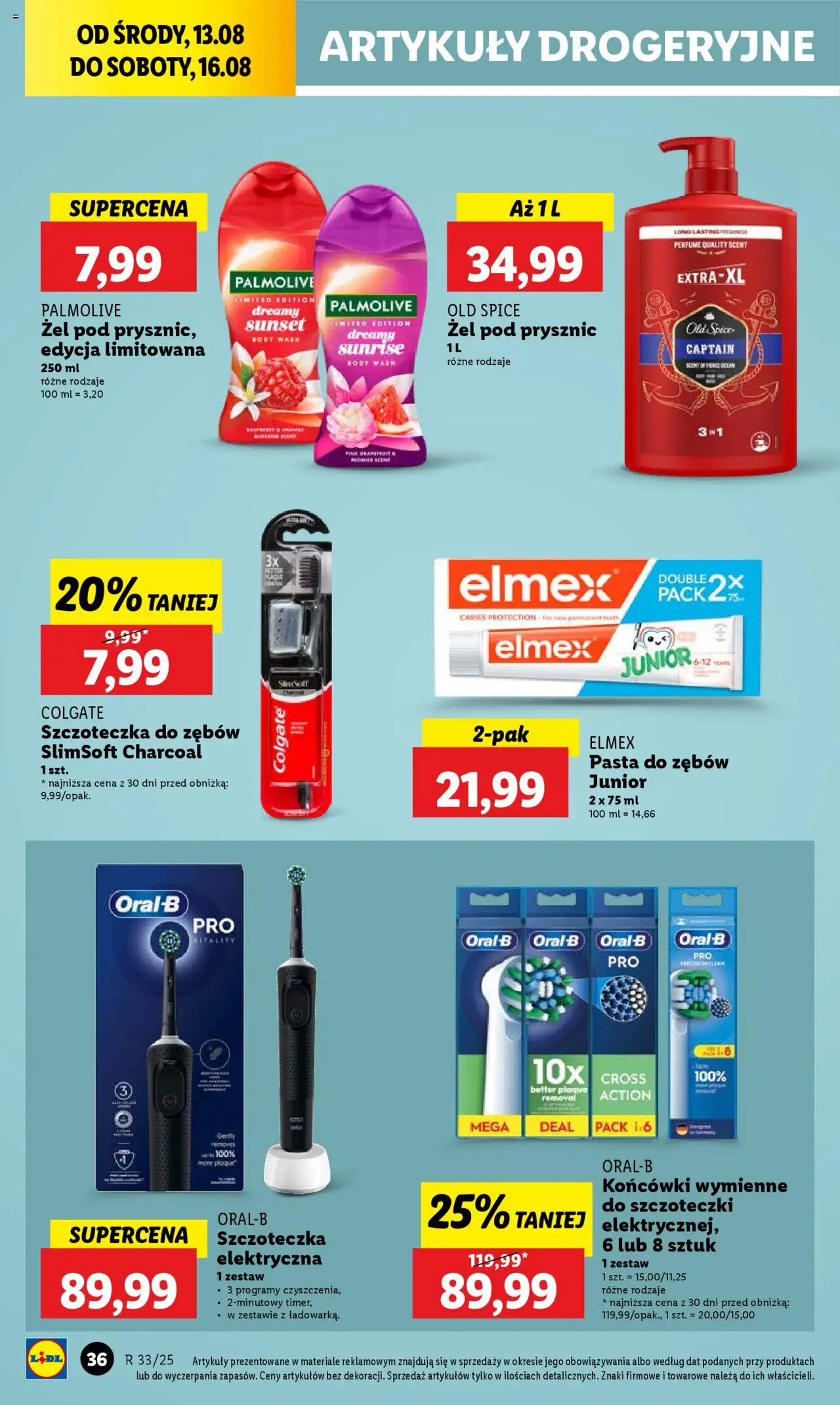Lidl Gazetka od 13.08.2025 | Strona: 44 | Produkty: Szczoteczka elektryczna, Prysznic, Body, Szczoteczka do zębów