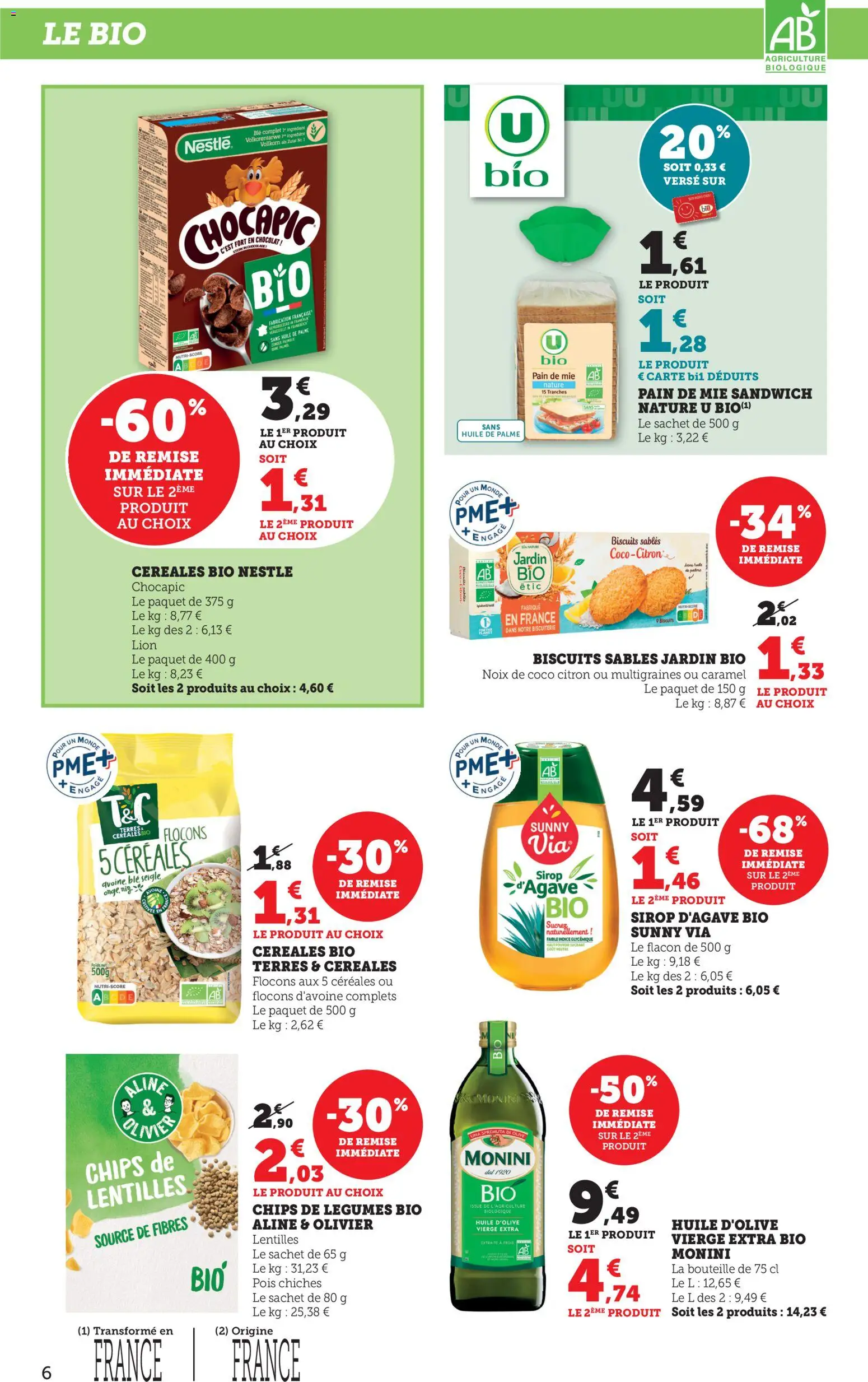 {H1} | Page: 6 | Produits: Noix de coco, Olive, Sandwich, Biscuits