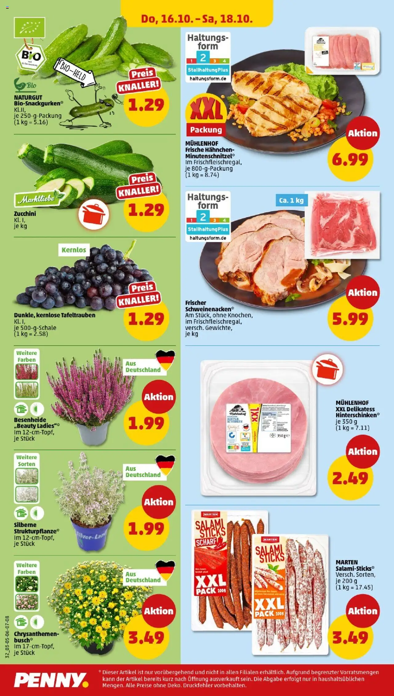 Penny - Saarland – gültig ab 13.10.2025 | Seite: 36 | Produkte: Hahnchen, Schweinenacken, Schinken, Zucchini