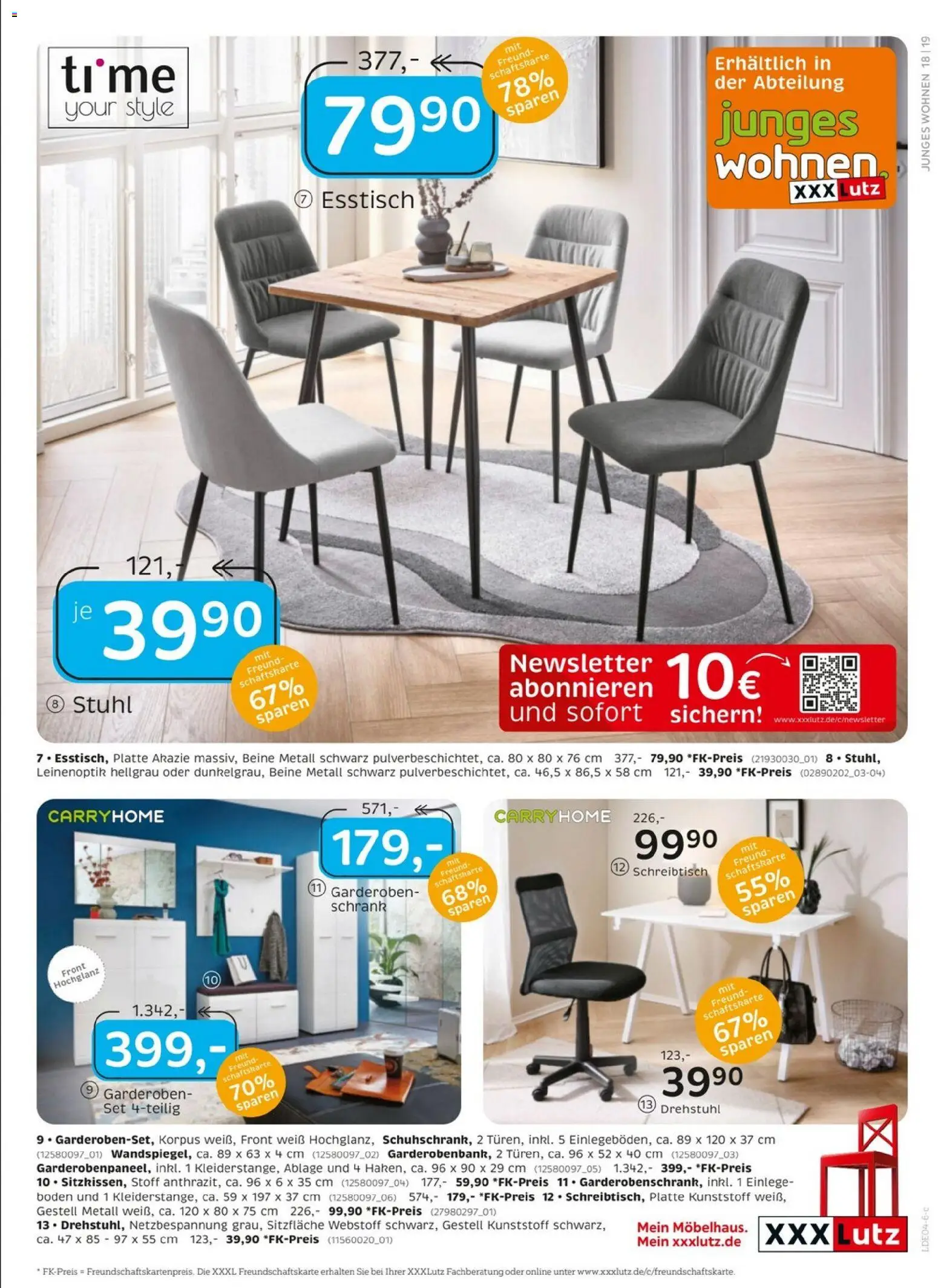 XXXLutz Nr. 1 beim Preis – gültig ab 04.04.2026 | Seite: 19 | Produkte: Esstisch, Stuhl, Schrank