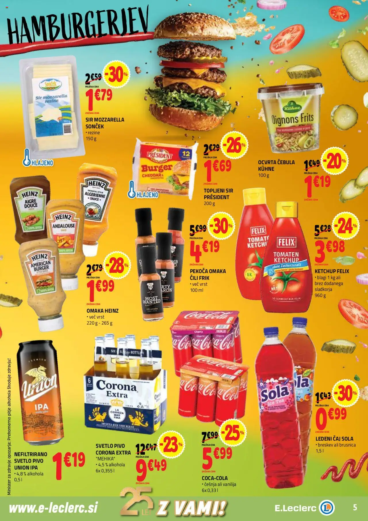 E.leclerc katalog │ velja od 20.08.2025 | Stran: 5 | Izdelki: Pivo, Cheddar, Cebula, Breskev