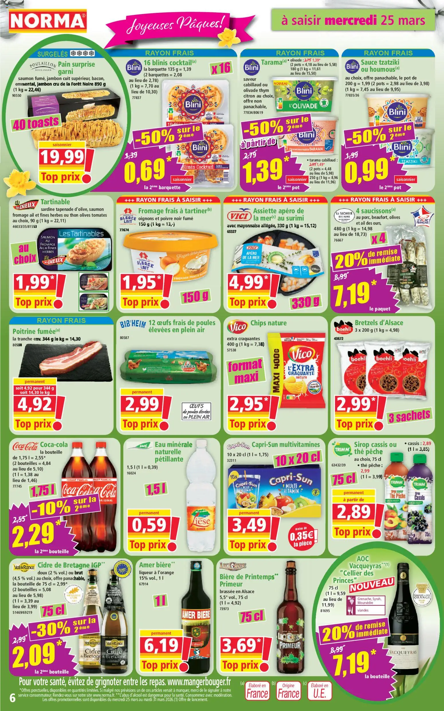 {H1} | Page: 6 | Produits: Blinis, Mayonnaise, Jambon, Oignons