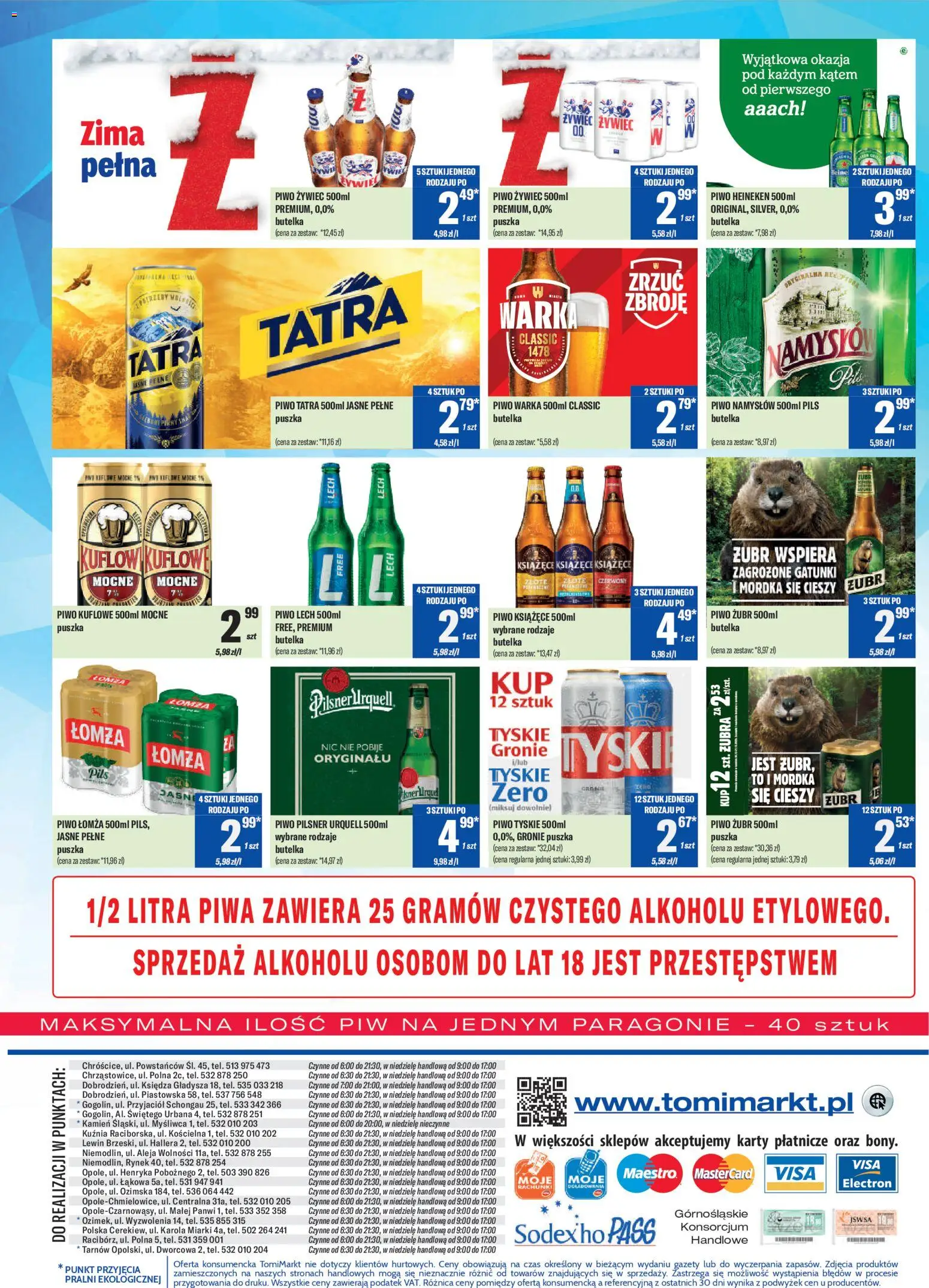 TomiMarkt Gazetka od 19.12.2025 | Strona: 8 | Produkty: Piwo żubr, Piwo Warka, Piwo, Piwo Namysłów