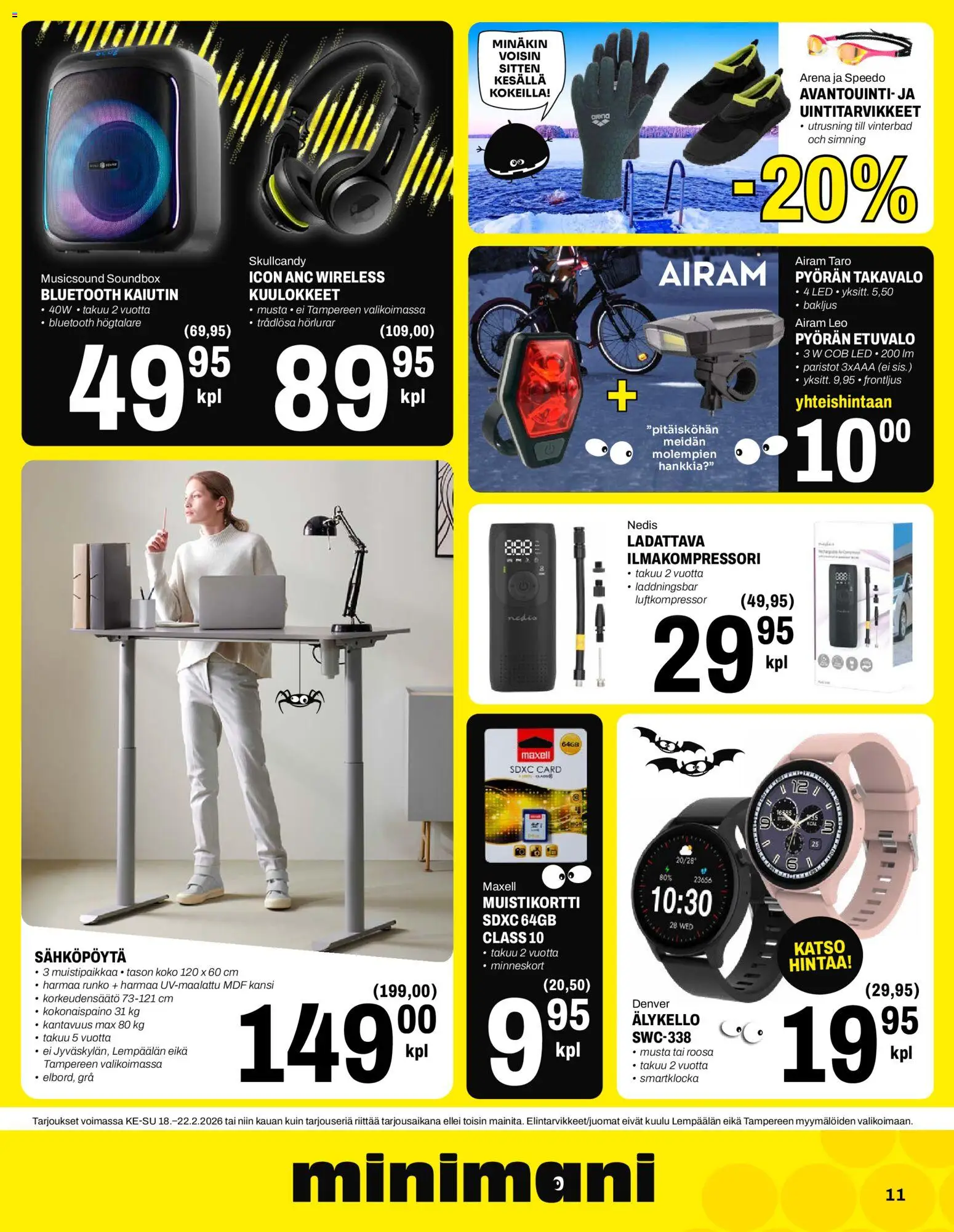 Minimani tarjoukset – voimassa 18.02.2026 alkaen | Sivu: 11 | Tuotteet: Muistikortti, Älykello, Kansi, Paristot