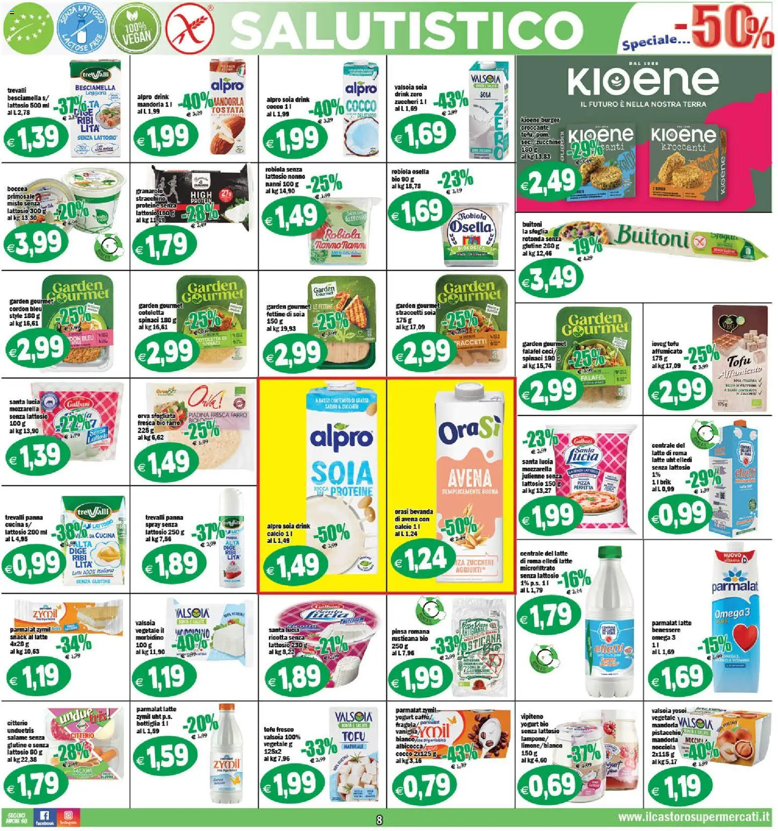 Volantino Il Castoro del 26.01.2026 | Pagina: 8 | Prodotti: Mozzarella senza lattosio, Panna, Falafel, Ricotta
