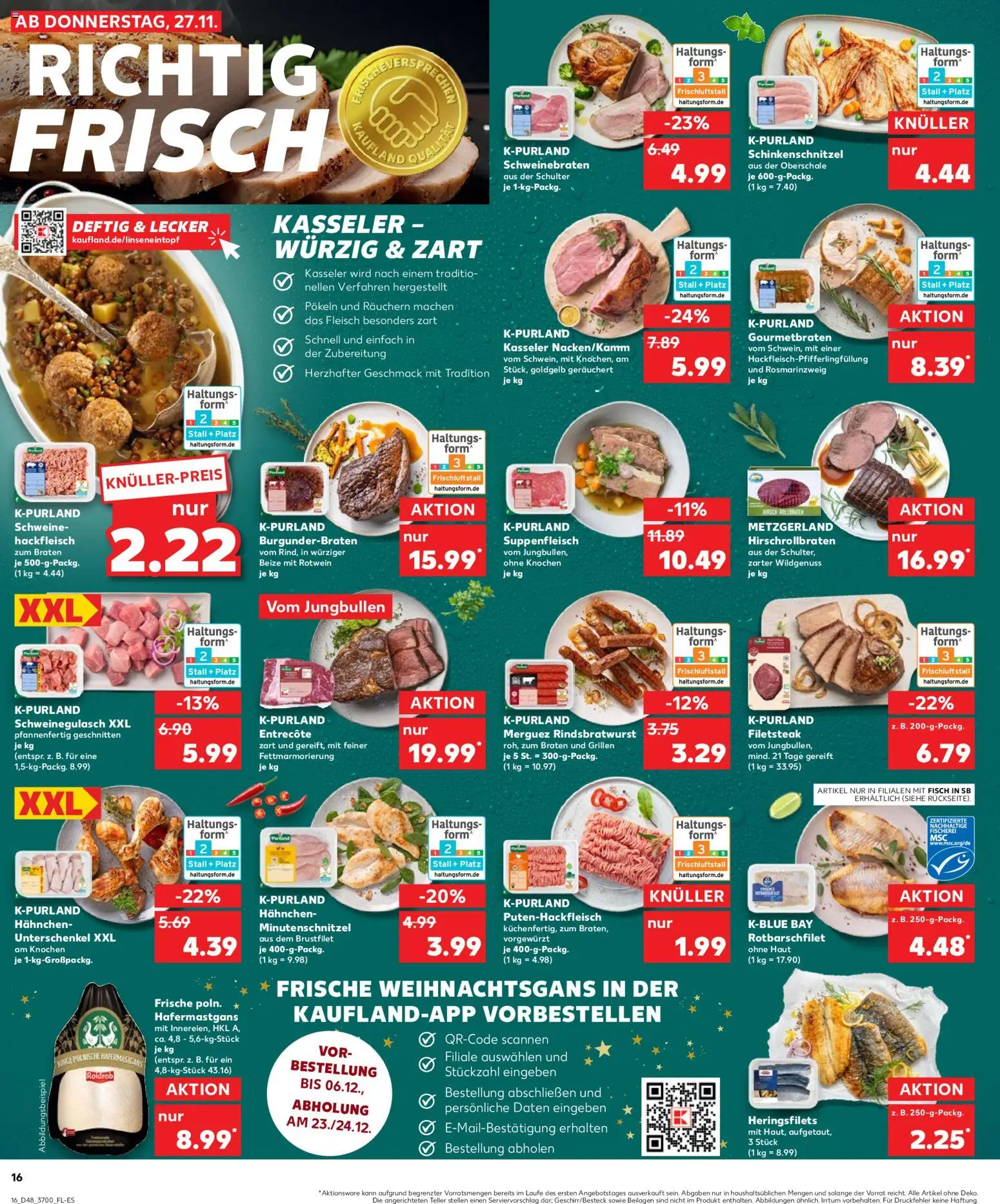 Kaufland prospekt Rostock	 – gültig ab 27.11.2025 | Seite: 16 | Produkte: Hahnchen, Rotwein, Suppenfleisch, Hackfleisch