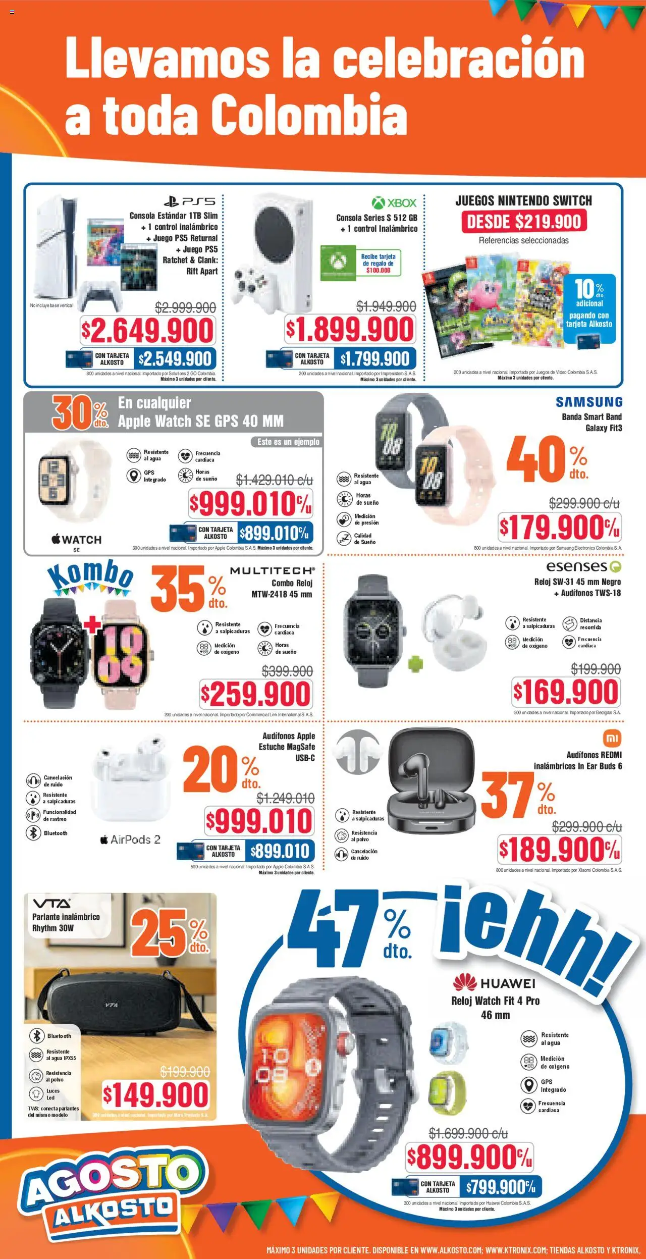 Alkosto folleto │ válido desde el 02.08.2025 | Página: 4 | Productos: Polvo, Nintendo, Airpods, Reloj
