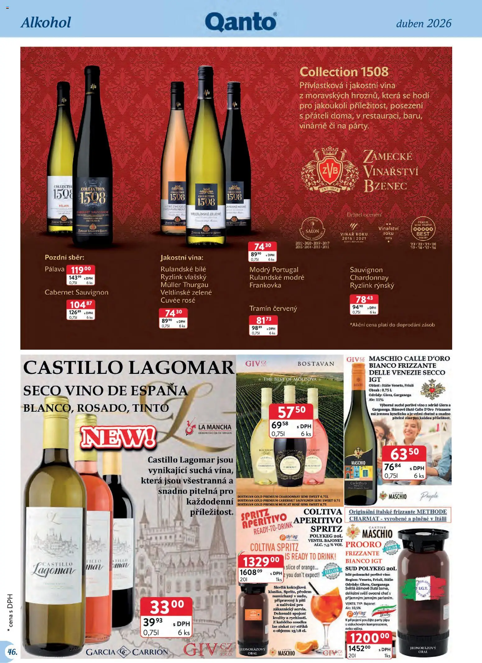 Astur & Qanto leták - Velkoobchod 04/2026 od 01.04.2026 | Strana: 46 | Produkty: Víno, Frizzante, Aperitivo, Cabernet Sauvignon