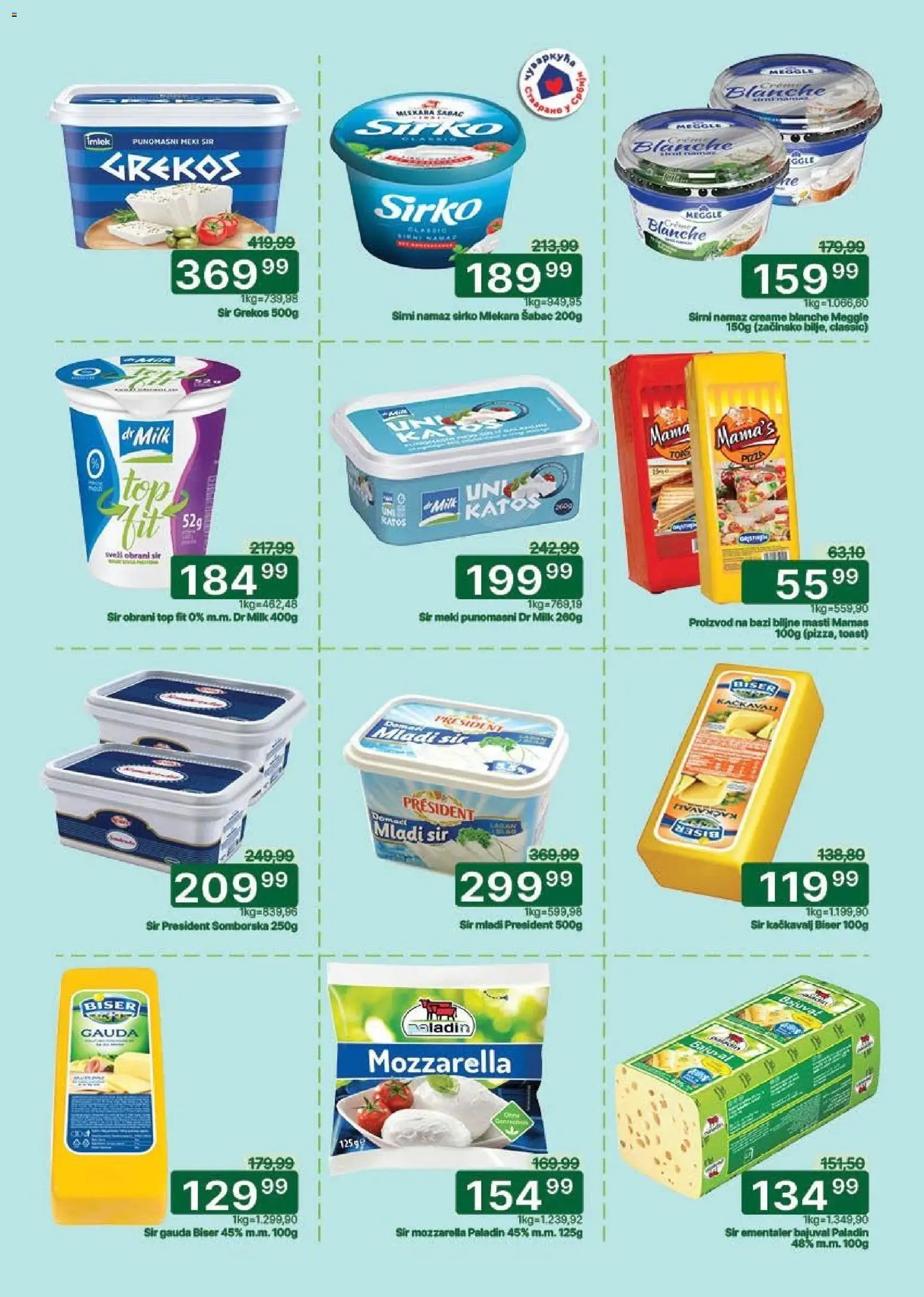 Univerexport katalog - važi od 02.03.2026 | Strana: 9 | Proizvode: Ementaler, Sir, Kačkavalj, Mozzarella