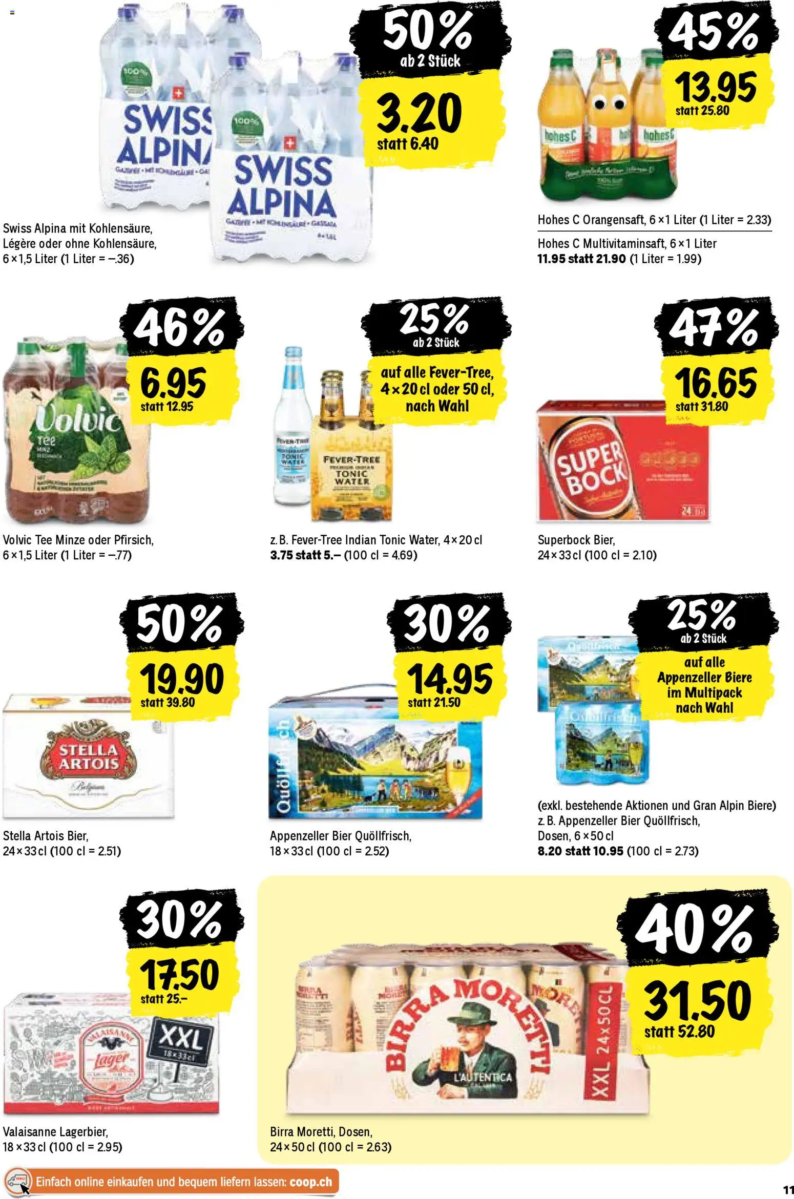 Coop Aktionen – gültig ab 18.12.2025 | Seite: 11 | Produkte: Orangensaft, Bier, Tee, Pfirsich