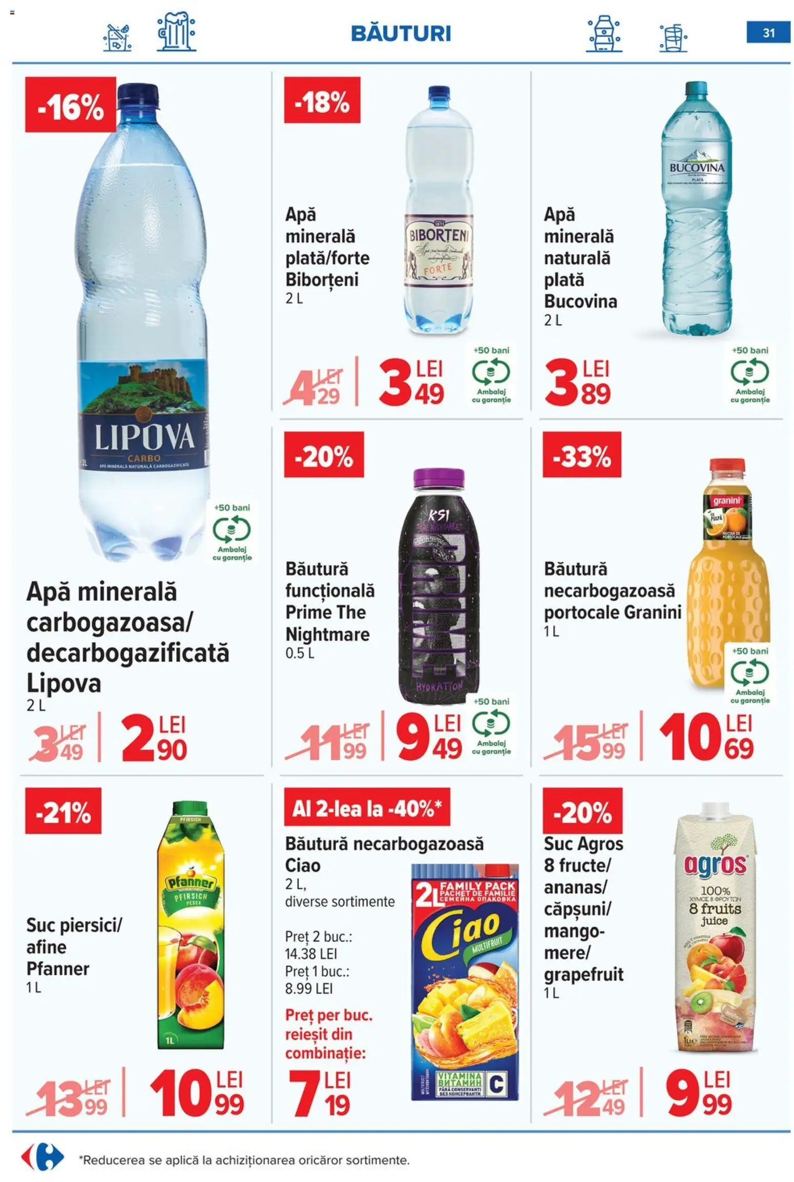 Noul catalog Carrefour – valabil de la 29.04.2026 | Pagină: 32 | Produse: Yazı tahtası kalemi, Suc, Portocale, Apă