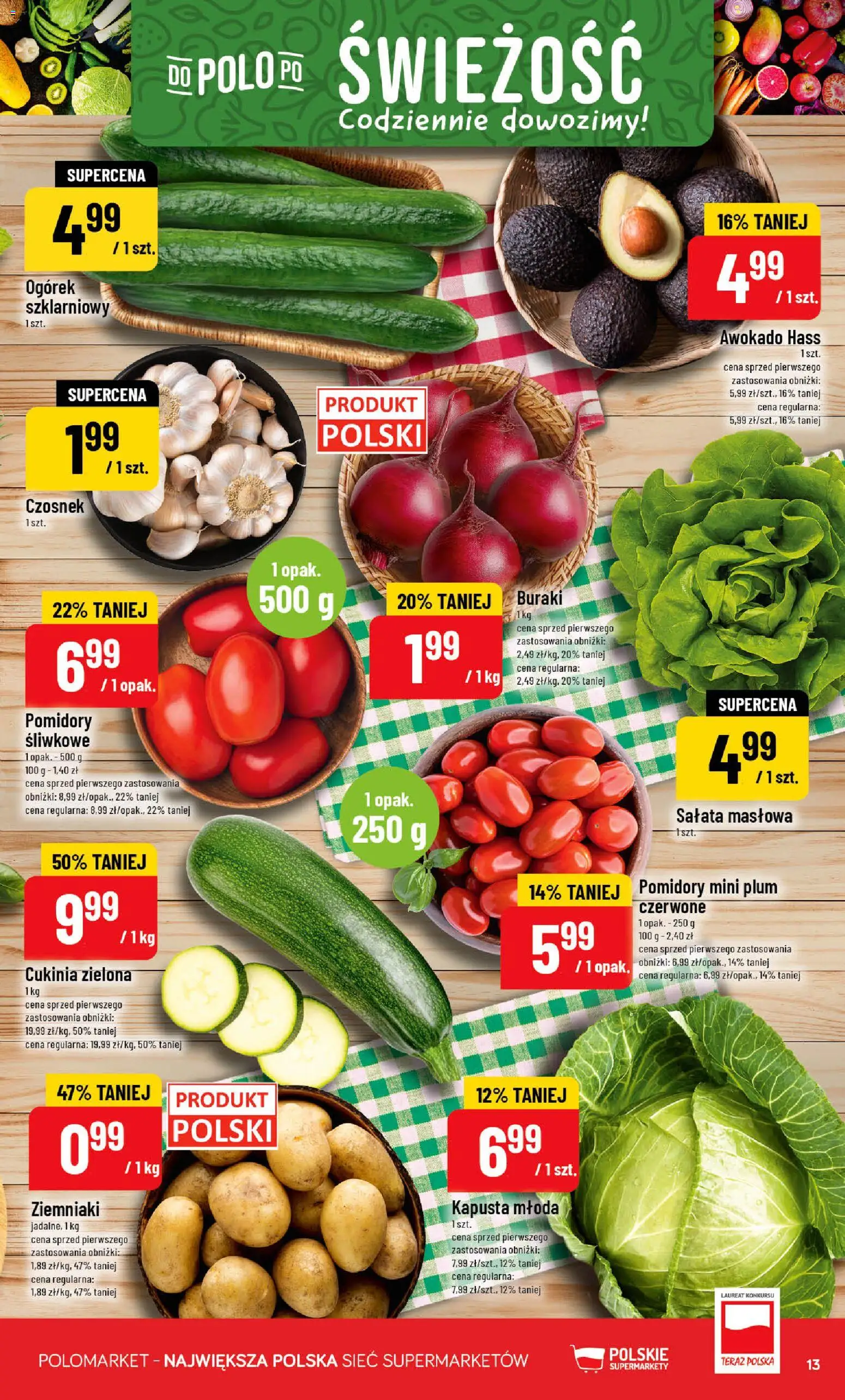 POLOmarket Gazetka od 25.02.2026 | Strona: 13 | Produkty: Kapusta, Buraki, Pomidory, Ogórek szklarniowy