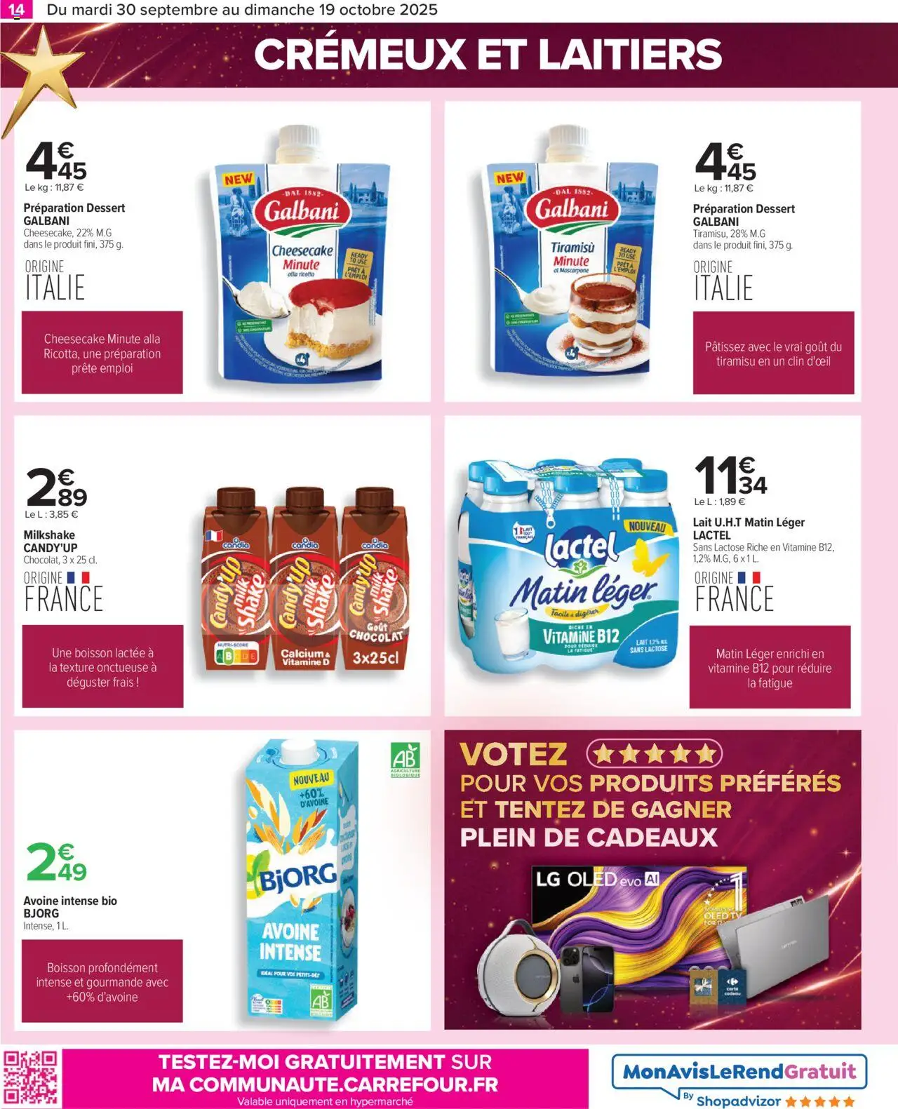  | Page: 14 | Produits: Lait, Chocolat, Mascarpone, Ricotta