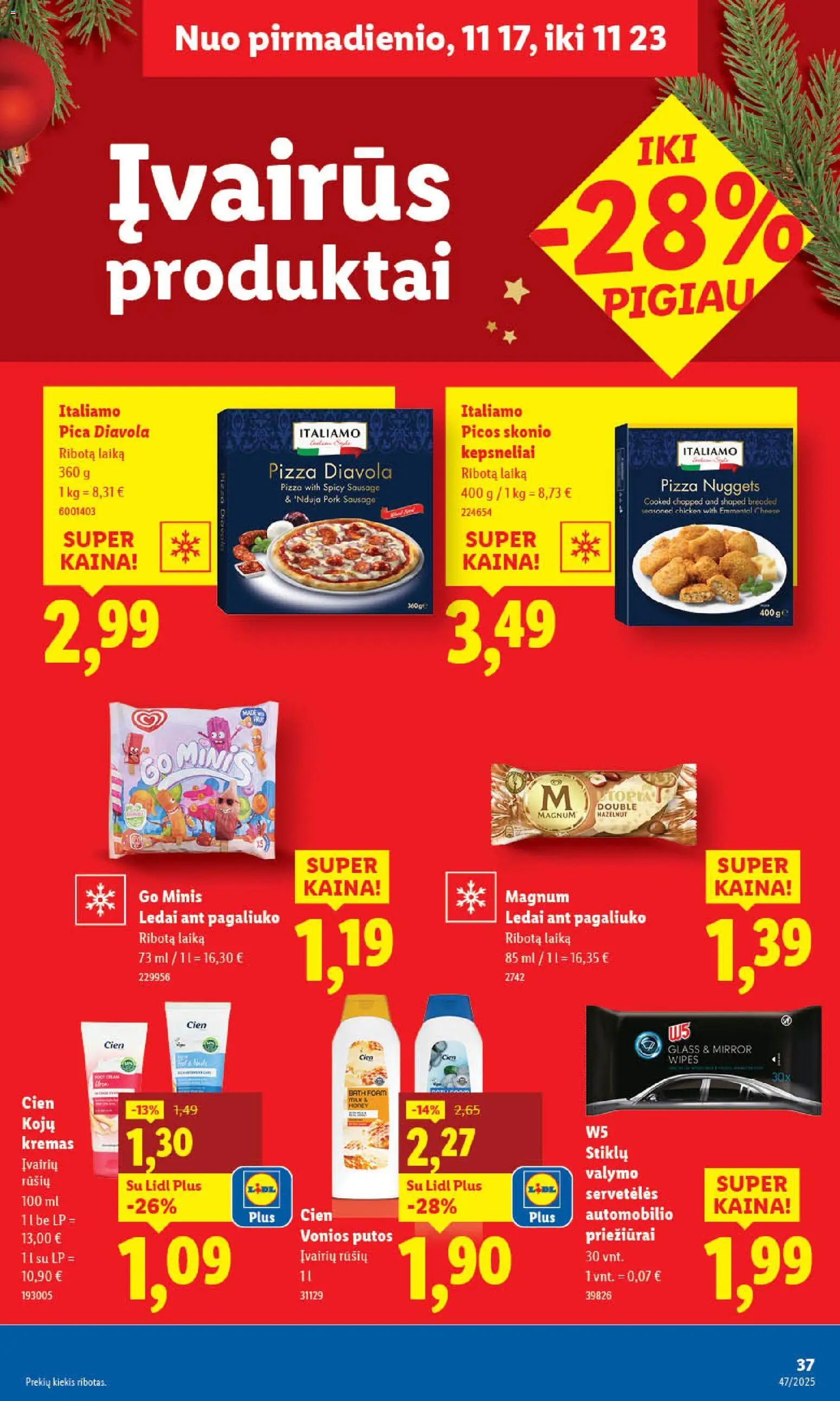 LIDL akcijos nuo 17.11.2025 | Puslapis: 37 | Prekių: Ledai, Kremas, Pica, Vonios putos