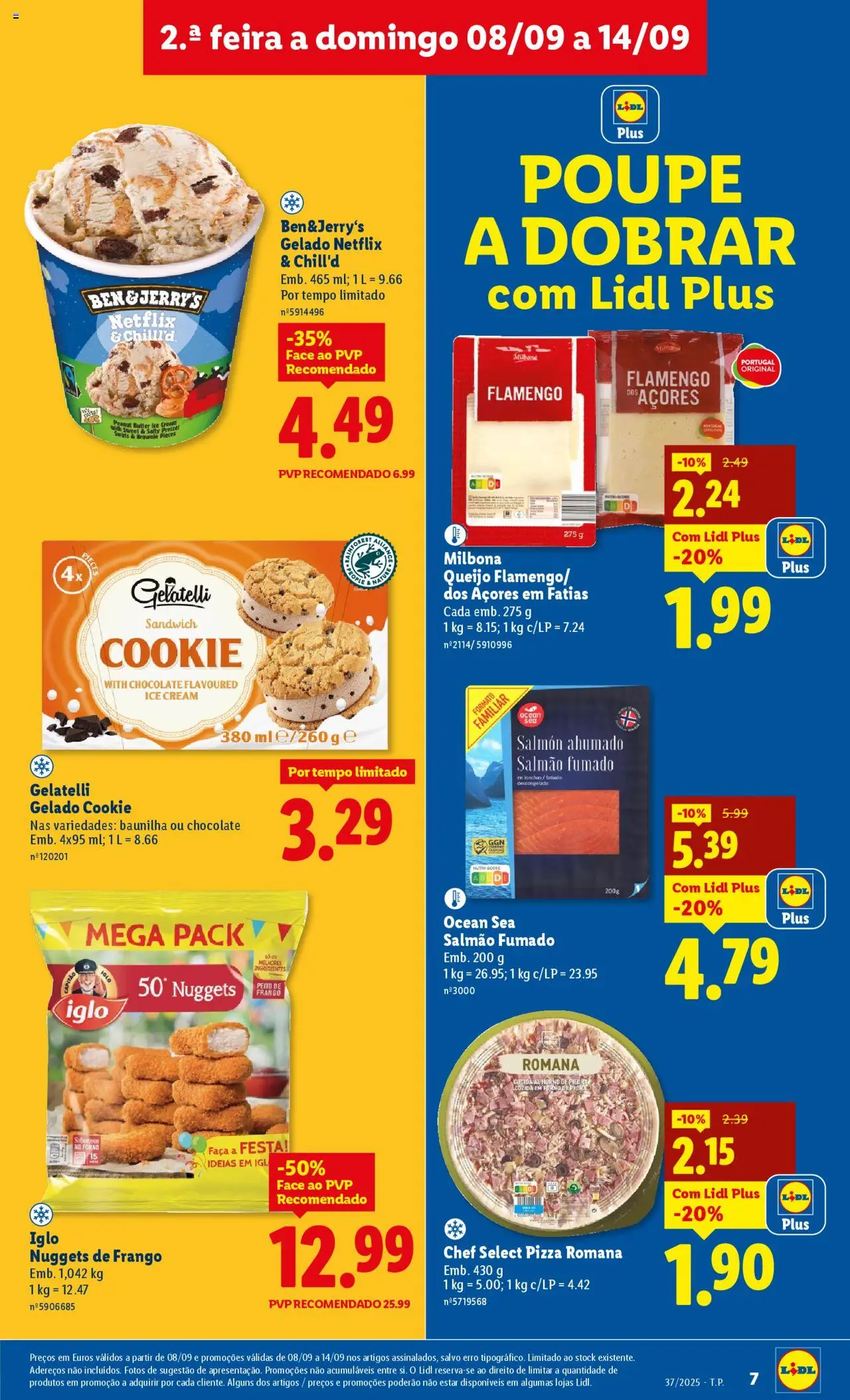 Lidl folheto │ válido de 08.09.2025 | Página: 7 | Produtos: Faca, Queijo, Pizza, Nuggets