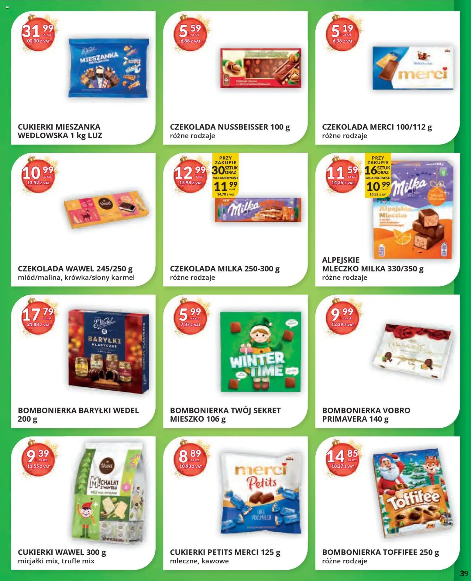 Eurocash Gazetka od 17.11.2025 | Strona: 39 | Produkty: Toffifee, Milka, Baryłki wedel, Cukierki