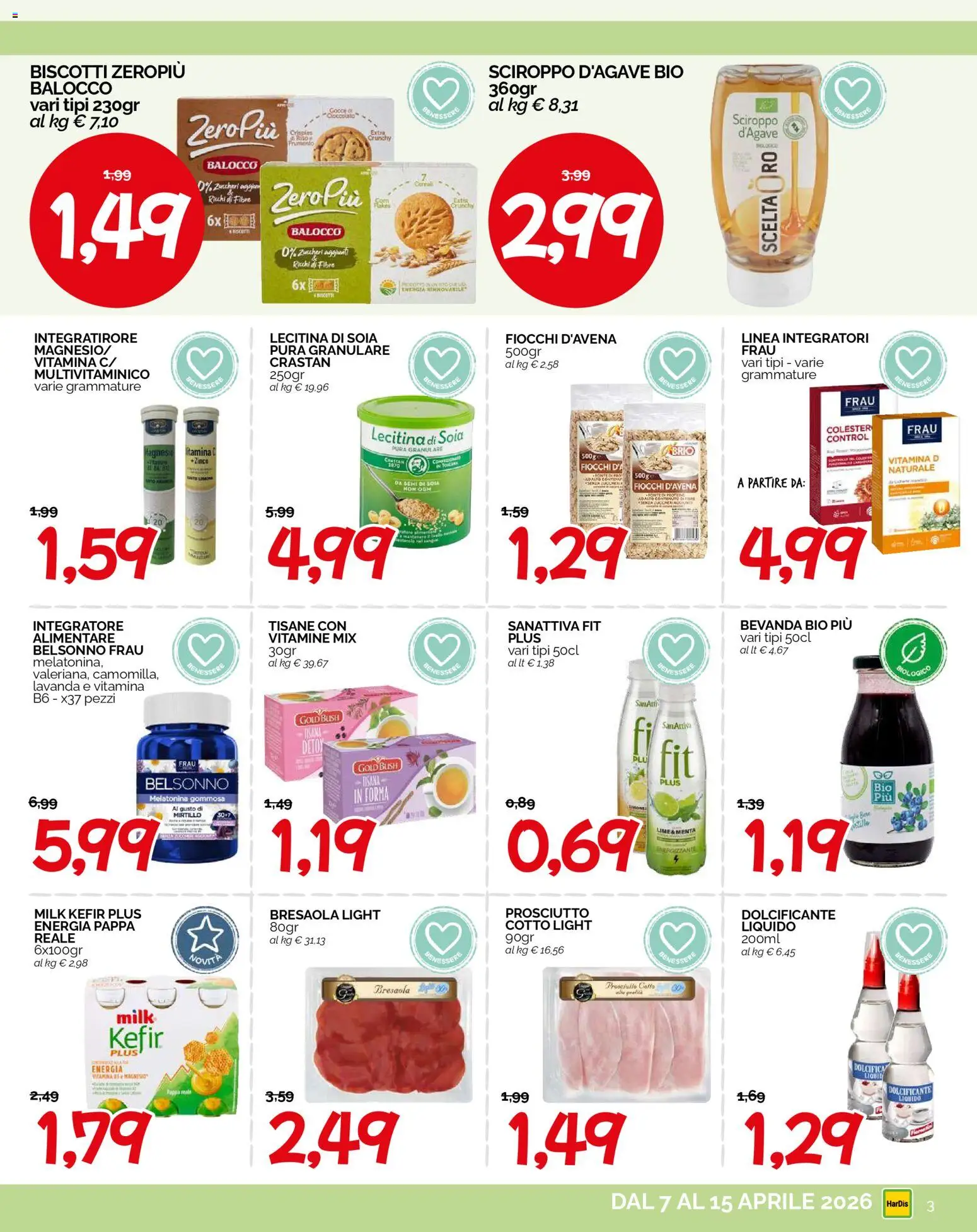 Volantino HarDis del 07.04.2026 | Pagina: 3 | Prodotti: Prosciutto Cotto, Bresaola, Prosciutto, Fan