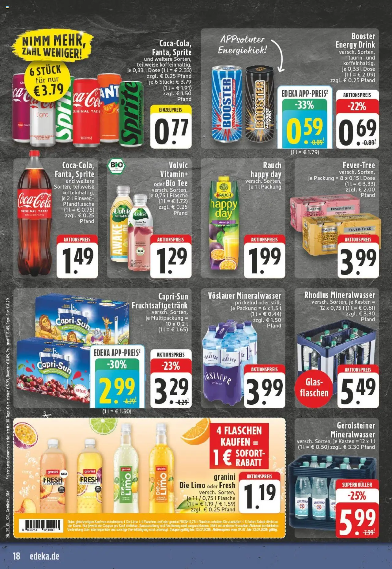 Edeka prospekt Kerpen	 - gültig ab dem 06.07.2025 | Seite: 18 | Produkte: Sprite, Energy, Granini die limo, Volvic