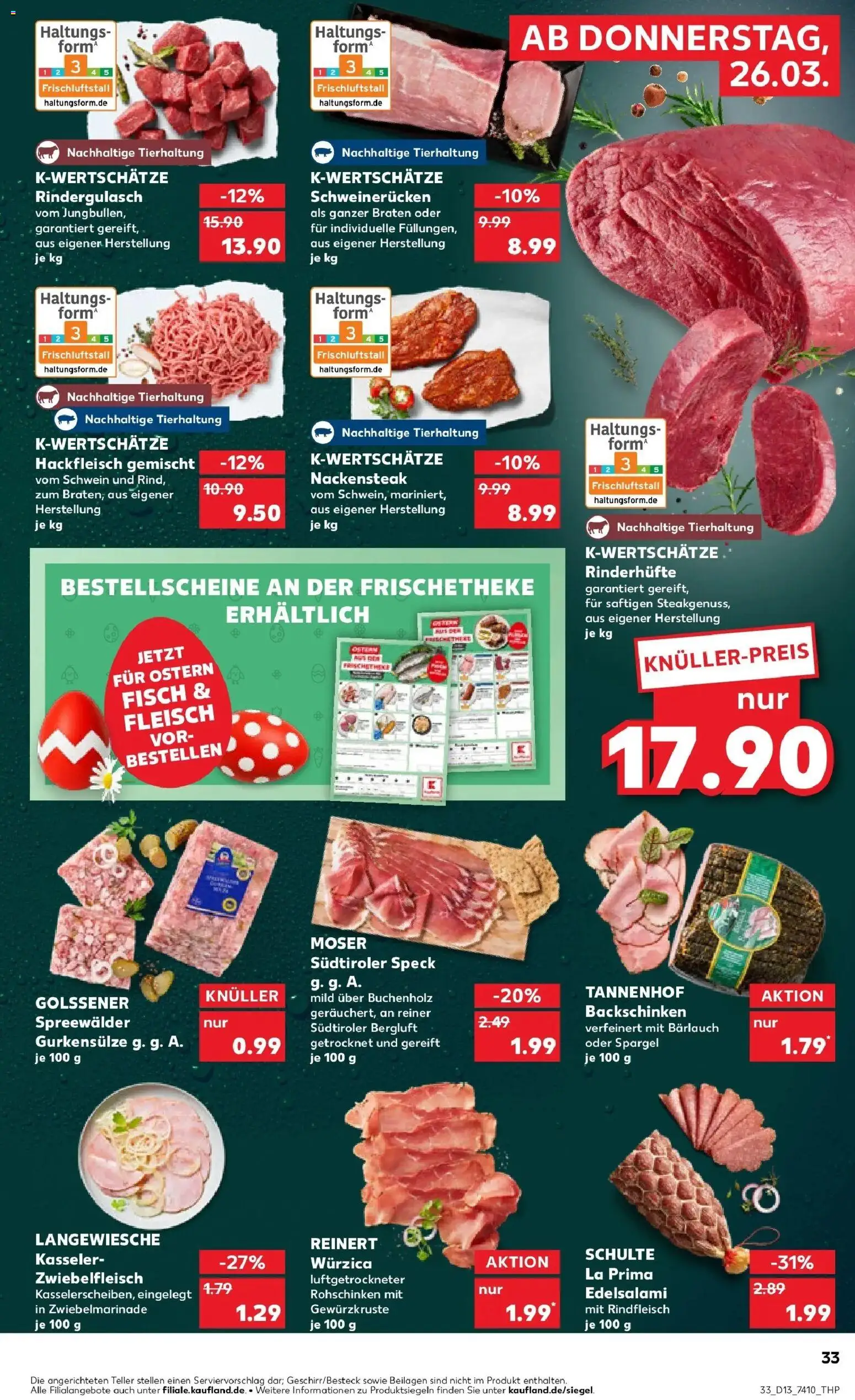 Kaufland Prospekt Braunschweig	 – gültig ab 26.03.2026 | Seite: 33 | Produkte: Spargel, Schweinerucken, Salami, Steak