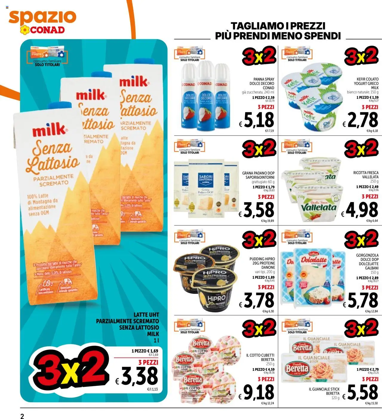 Volantino Spazio Conad del 17.10.2025 | Pagina: 2 | Prodotti: Yogurt, Panna, Latte, Grana Padano