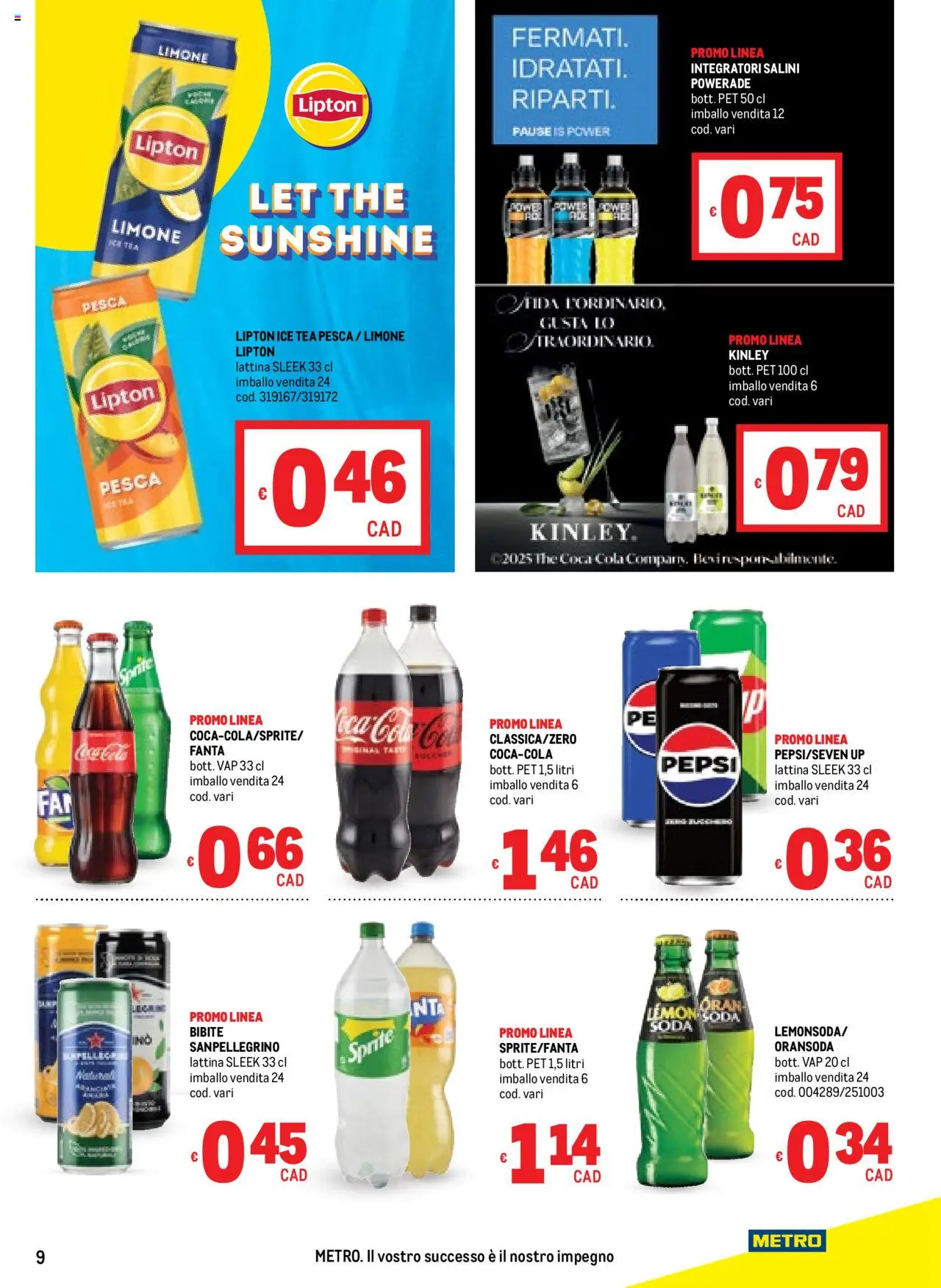 Volantino Metro del 14.08.2025 | Pagina: 9 | Prodotti: The, Fanta, Pepsi, Coca Cola