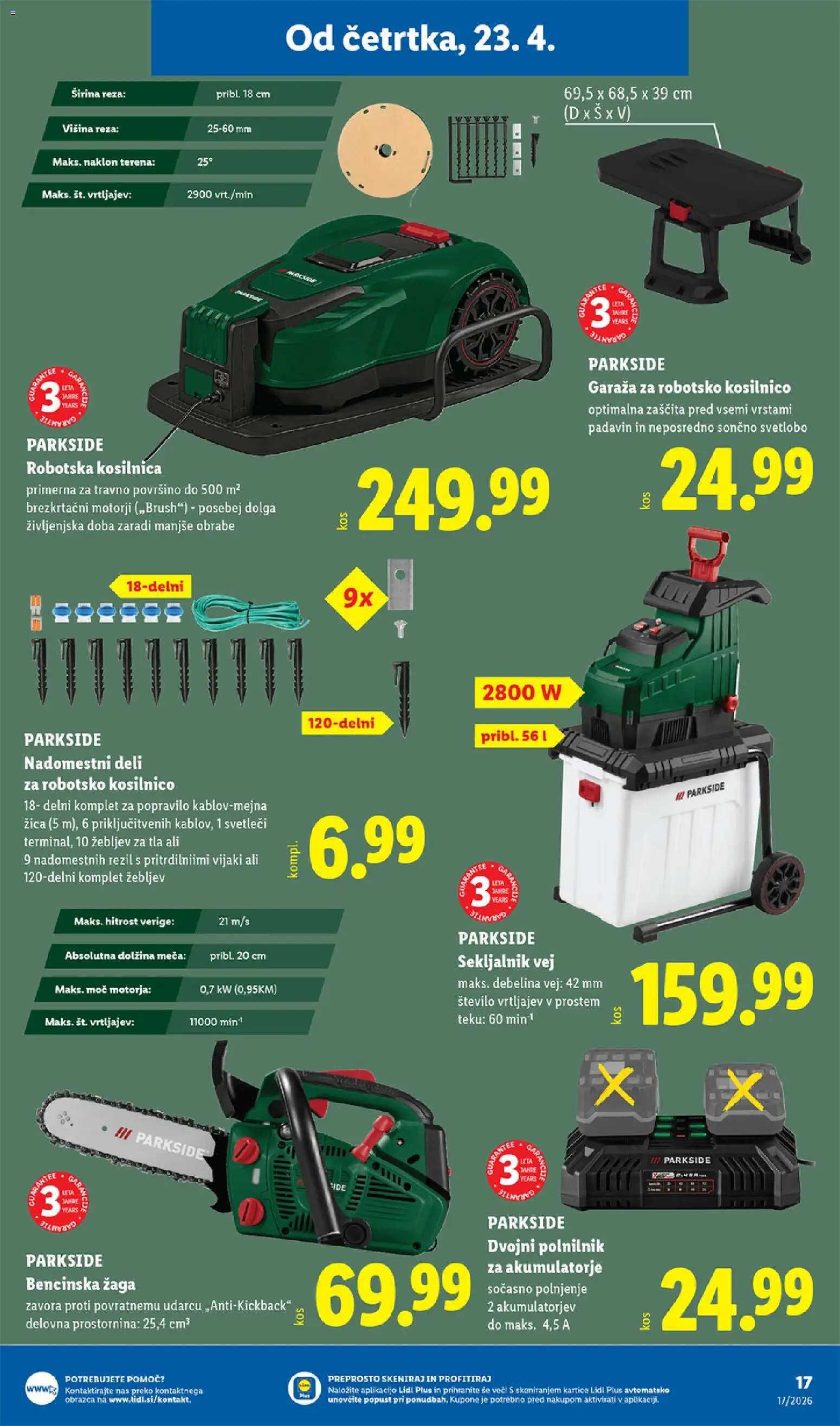 Novi Lidl katalog ponudbe – veljaven od 23.04.2026 | Stran: 27 | Izdelki: Kosilnica, Robotska kosilnica, Polnilnik