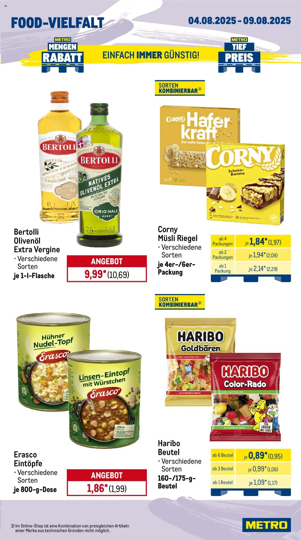 Metro Prospekt 	 - gültig ab dem 04.08.2025 | Seite: 11 | Produkte: Musli, Haribo, Olivenol, Erasco