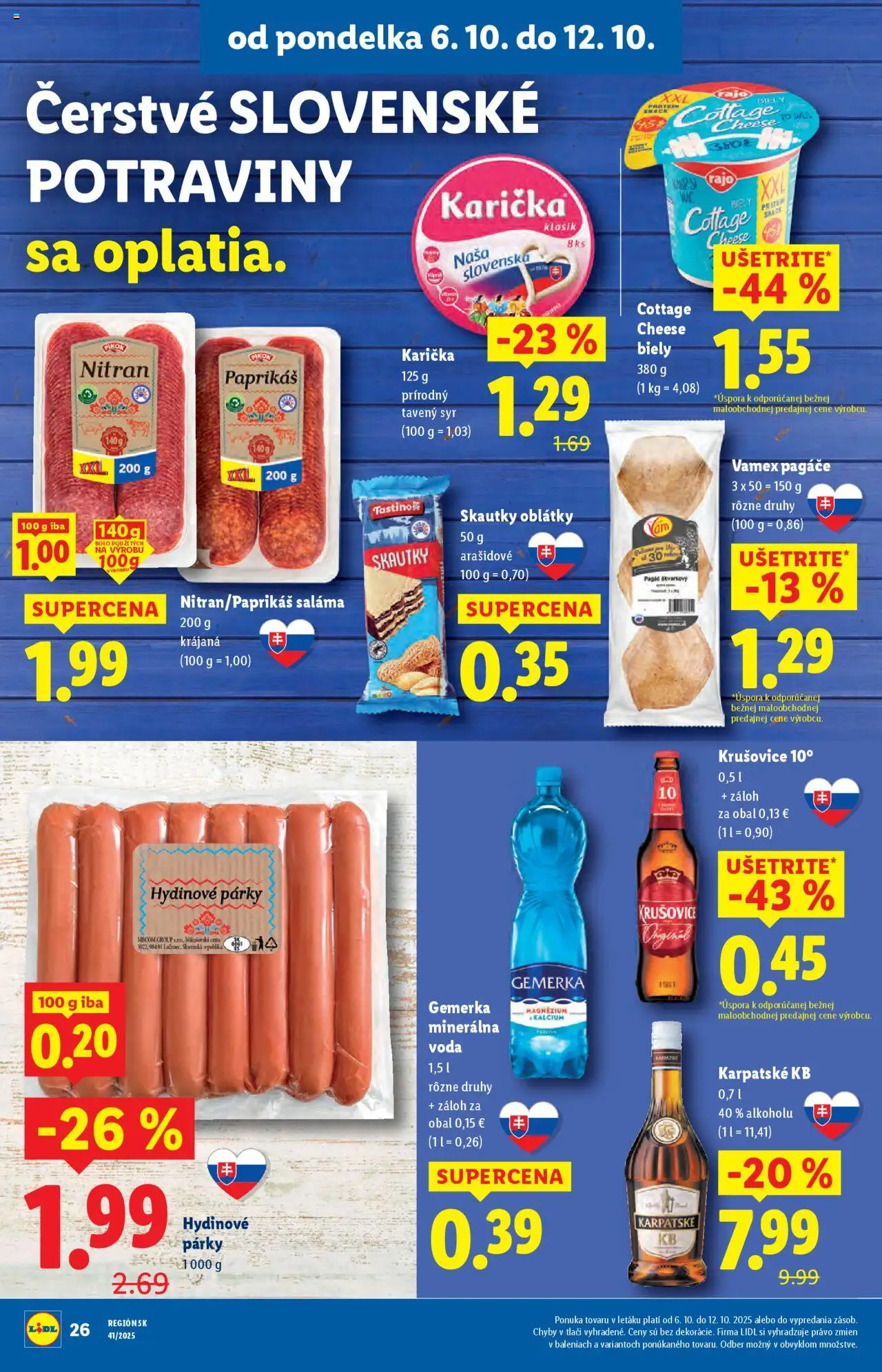 Nové Lidl akcie – leták je platný od 06.10.2025 | Strana: 34 | Produkty: Syr, Krušovice, Brandy, Gemerka