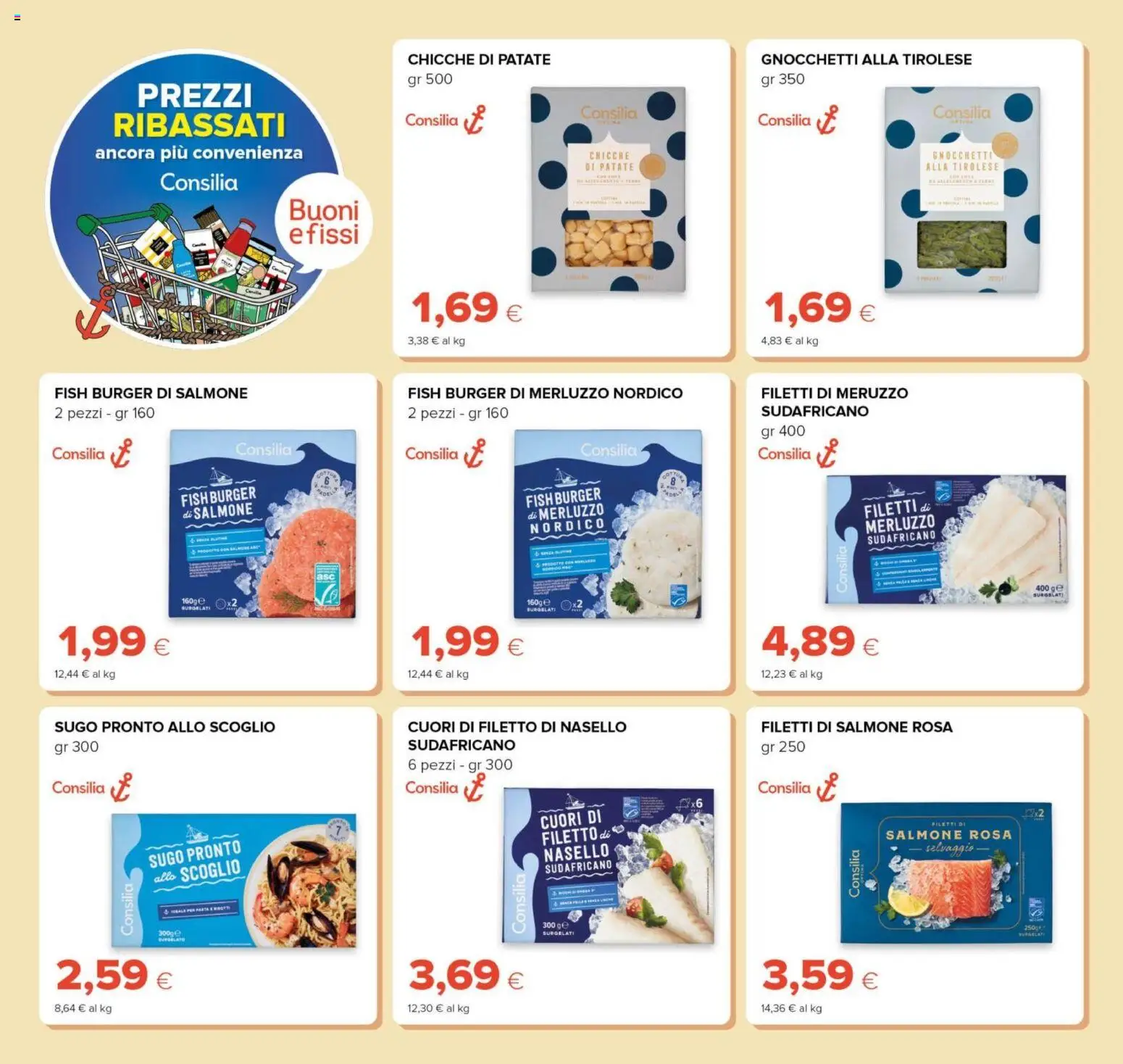 Volantino Oasi del 23.04.2026 | Pagina: 12 | Prodotti: Salmone, Merluzzo, Patate, Sugo