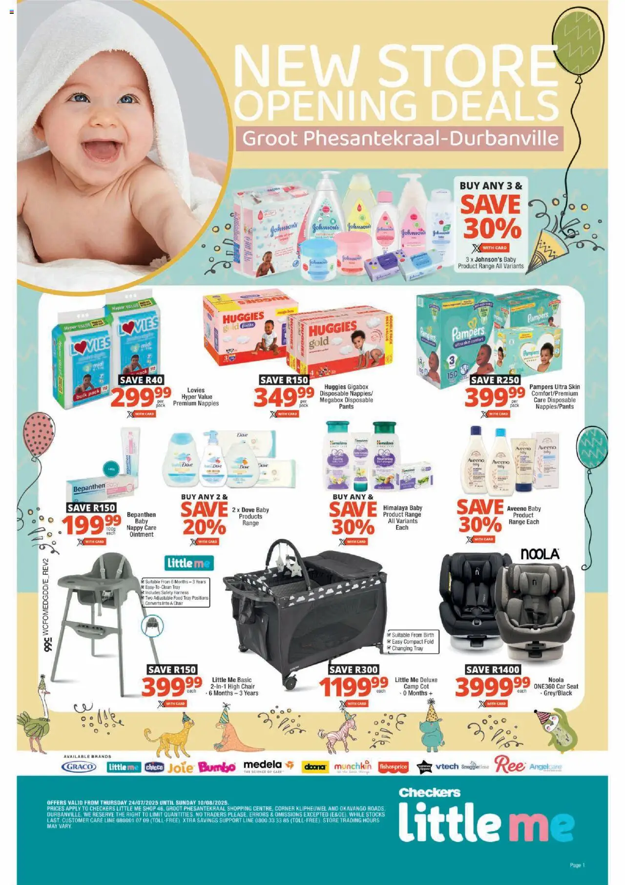 Checkers Western Cape - Little Me Groot Phesantekraal Store Opening │ valid from 24.07.2025 | Page: 1 | Products: Pants, Tray, Chair, Nappies