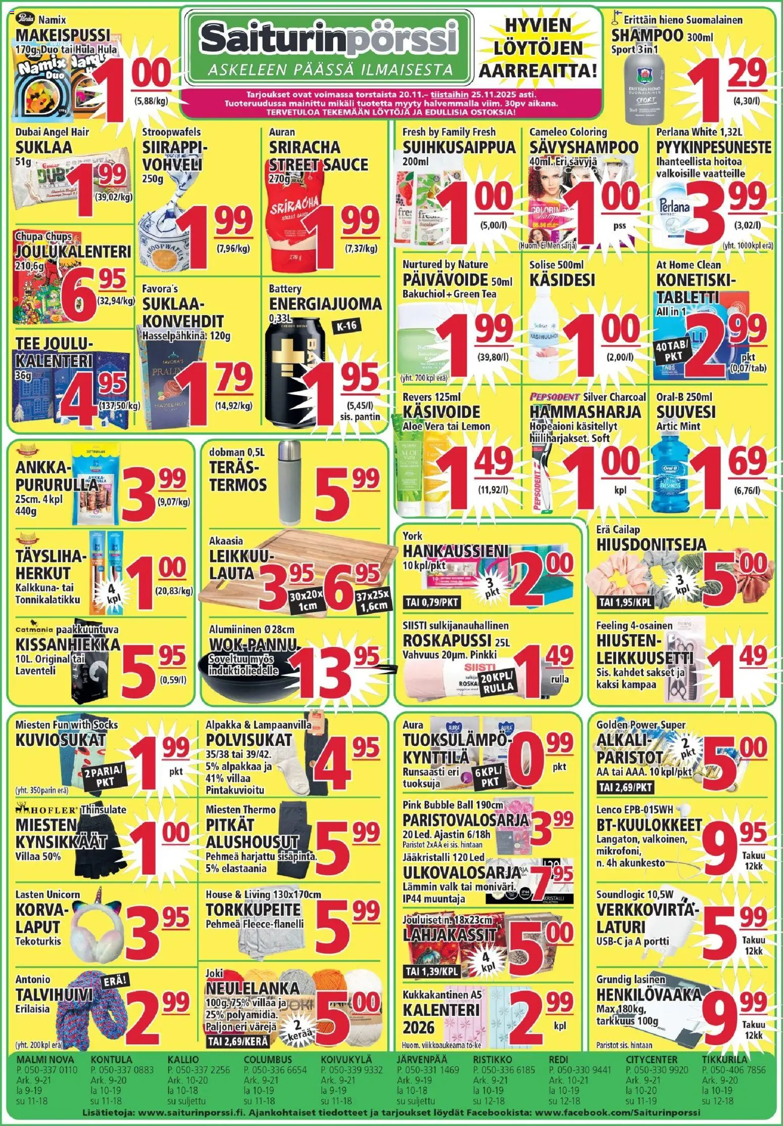 Saiturinpörssi tarjoukset – voimassa 20.11.2025 alkaen | Sivu: 1 | Tuotteet: Shampoo, Suuvesi, Alushousut, Laturi