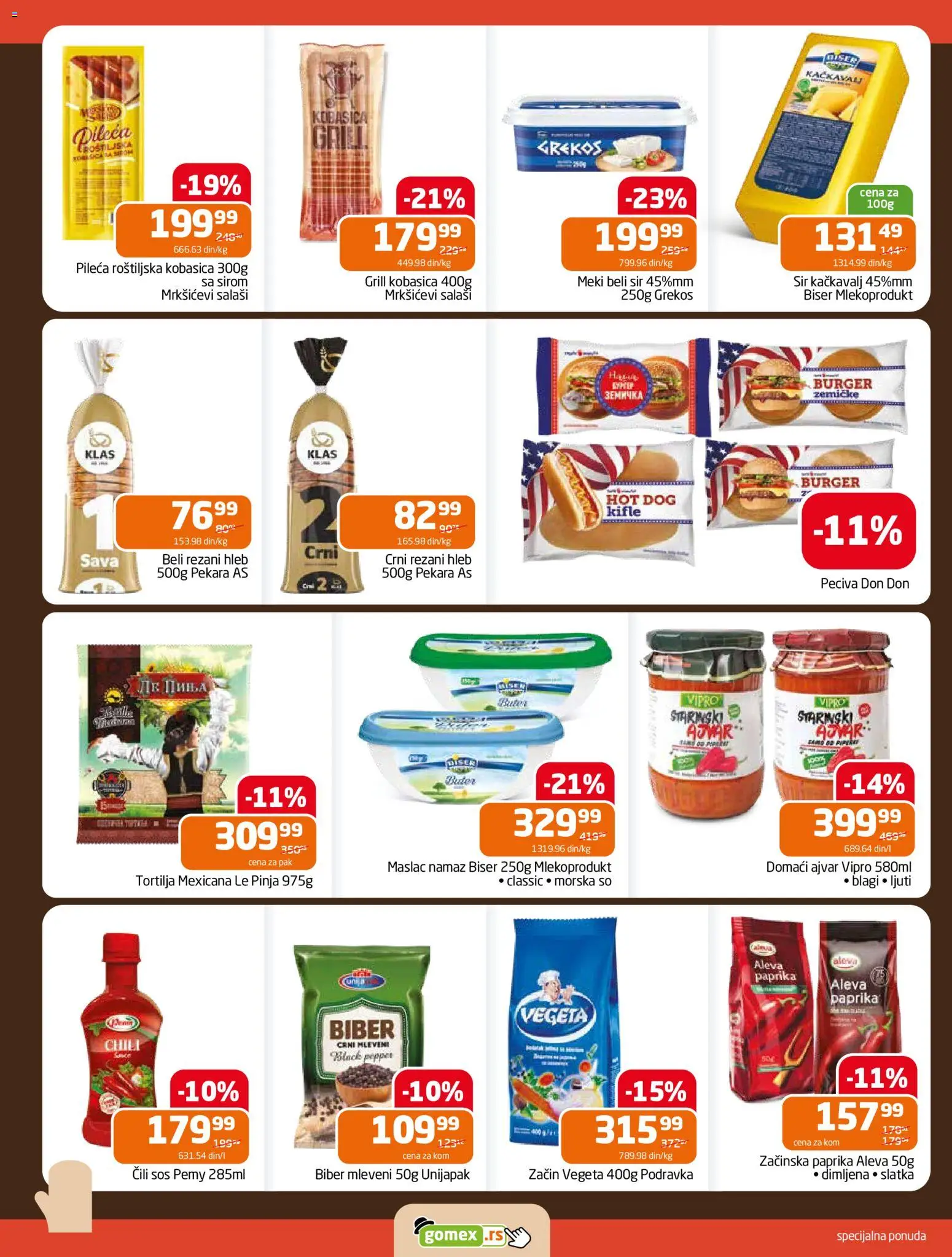Gomex katalog - važi od 29.04.2026 | Strana: 29 | Proizvode: Rezani hleb, Tortilja, Sos, Kobasica