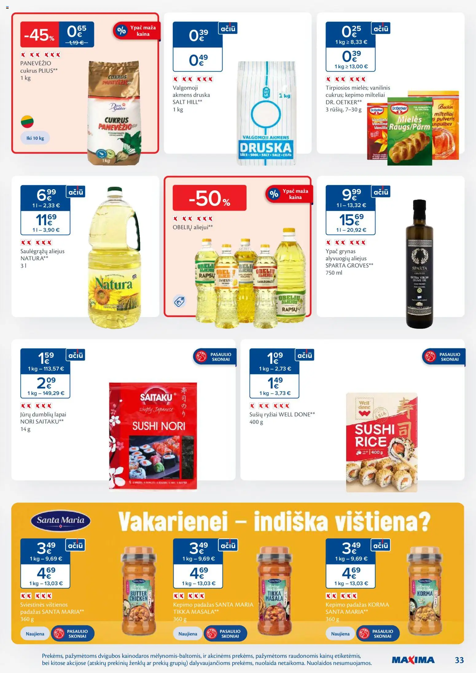 MAXIMA akcijos nuo 18.11.2025 | Puslapis: 33 | Prekių: Vištienos, Vištiena, Cukrus, Padažas