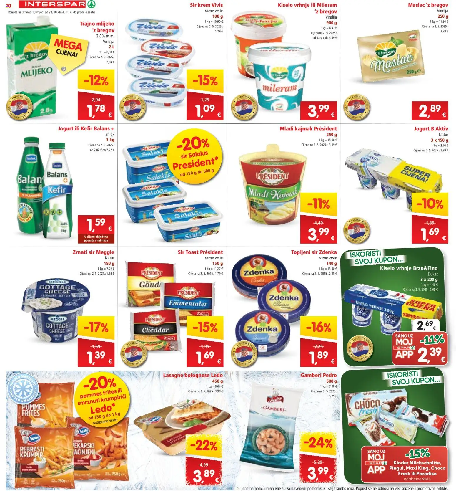 Interspar katalog | vrijedi od 29.10.2025 | Stranica: 10 | Proizvodi: Vindija, Lasagne, Sir, Ledo