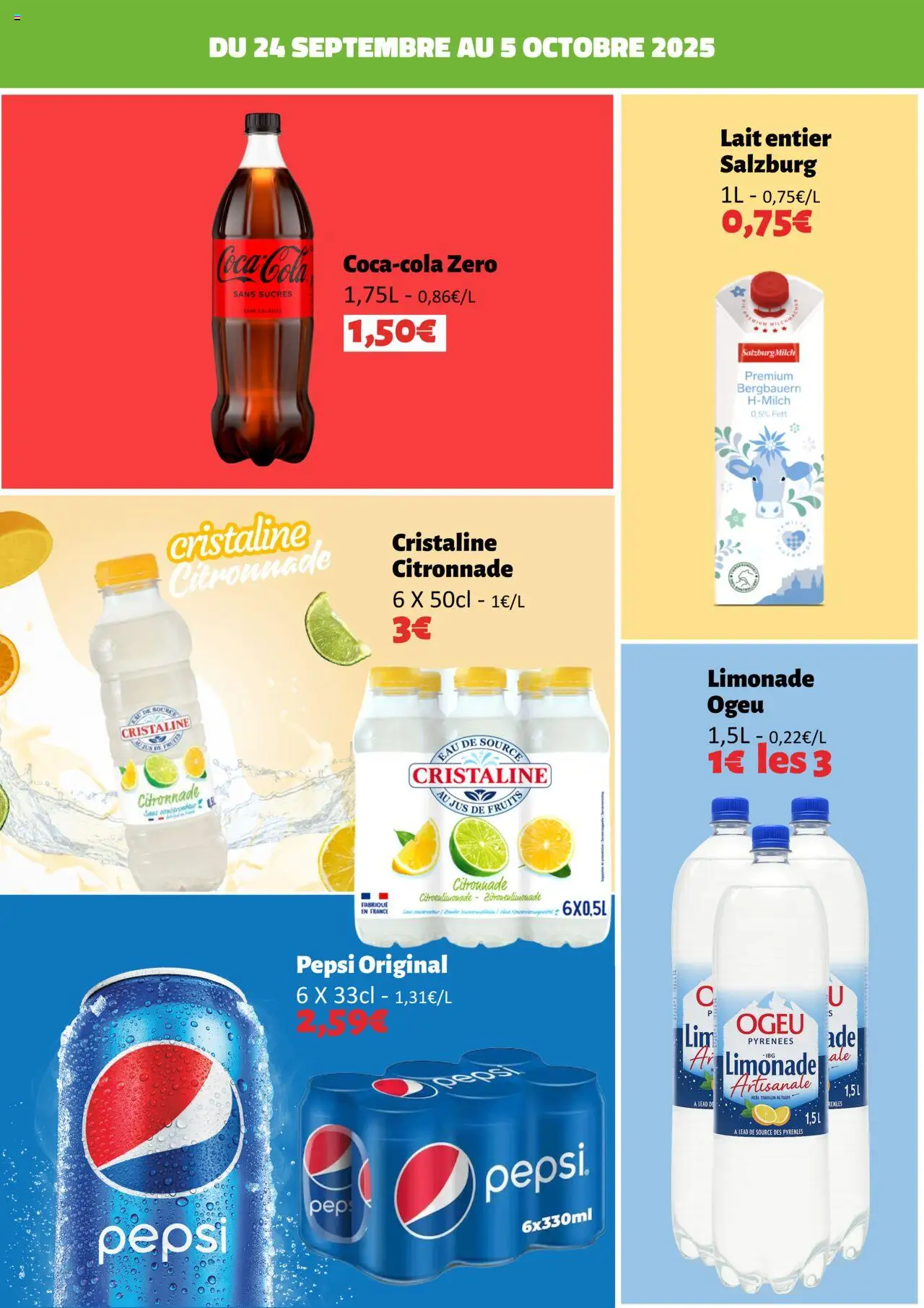  | Page: 6 | Produits: Limonade, Cristaline eau de source, Lait, Jus