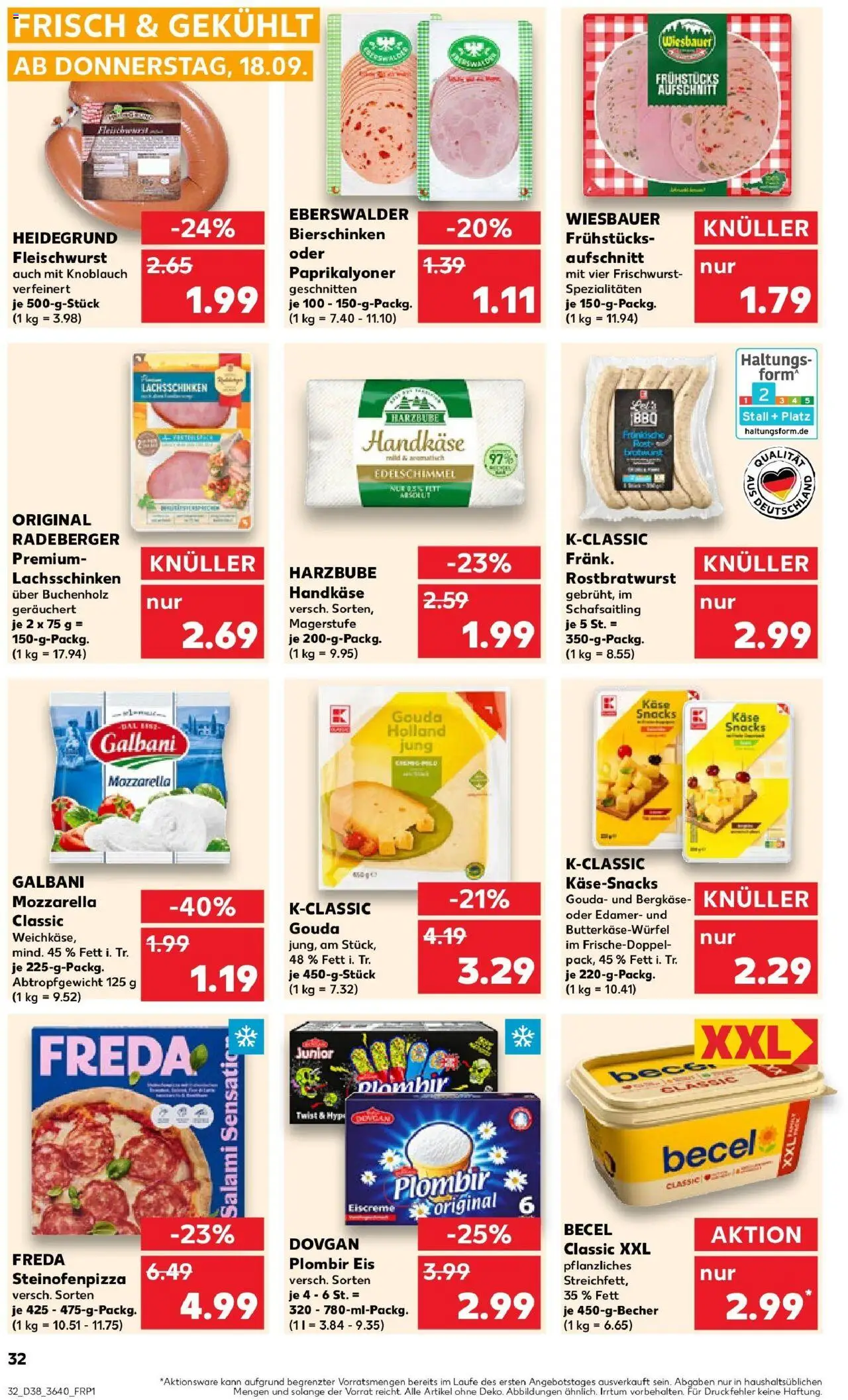 Kaufland prospekt Großröhrsdorf	 – gültig ab 21.09.2025 | Seite: 32 | Produkte: Käse, Becel, Eiscreme, Edamer