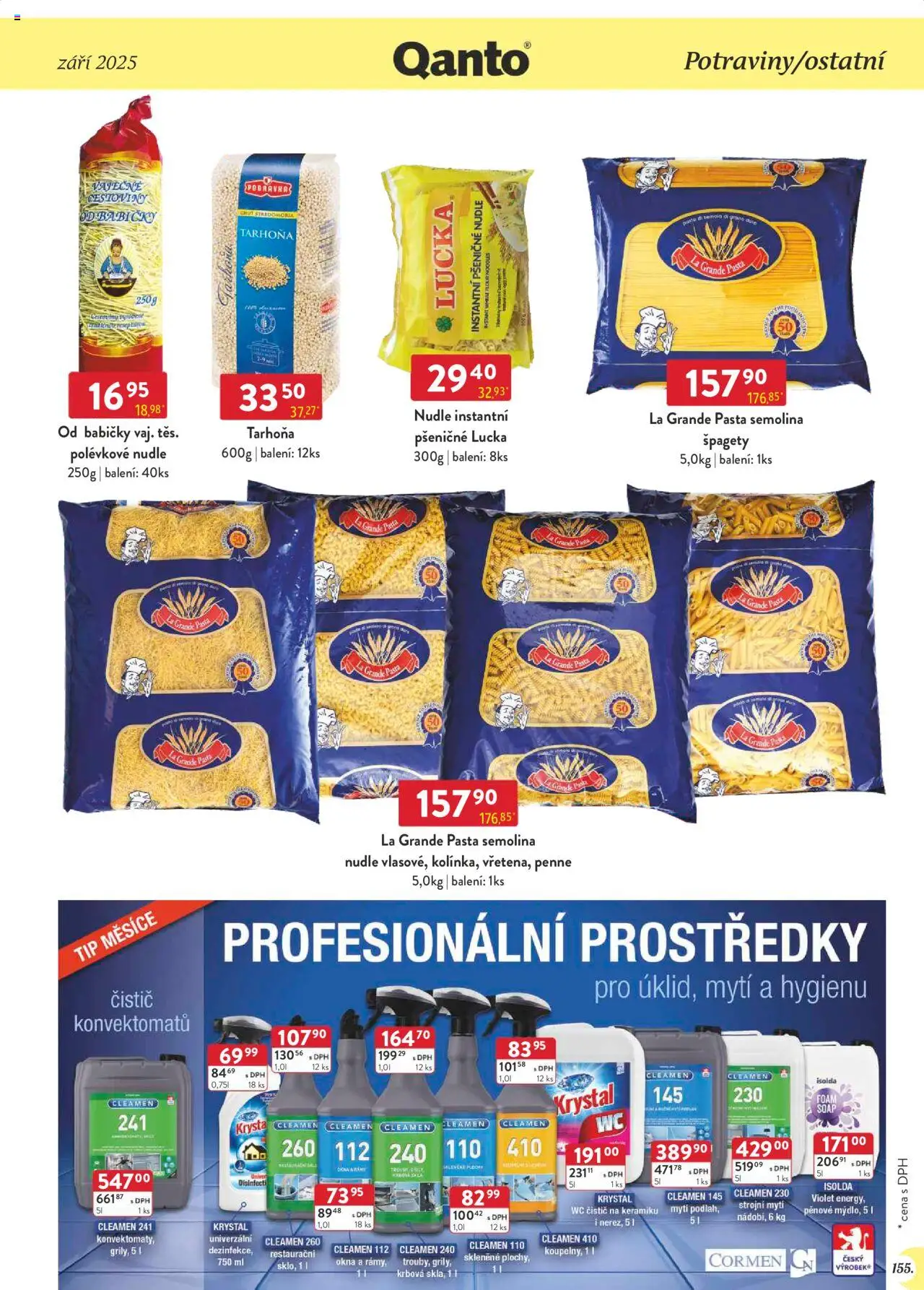 Astur & Qanto leták - Velkoobchod 09/2025 od 01.09.2025 | Strana: 155 | Produkty: Penne, Wc, Wc čistič, Semolina
