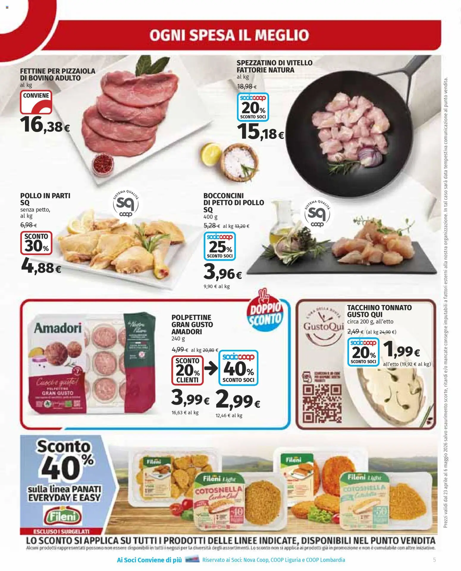 Volantino Ipercoop del 23.04.2026 | Pagina: 5 | Prodotti: Bovino, Petto di Pollo, Pollo, Tacchino