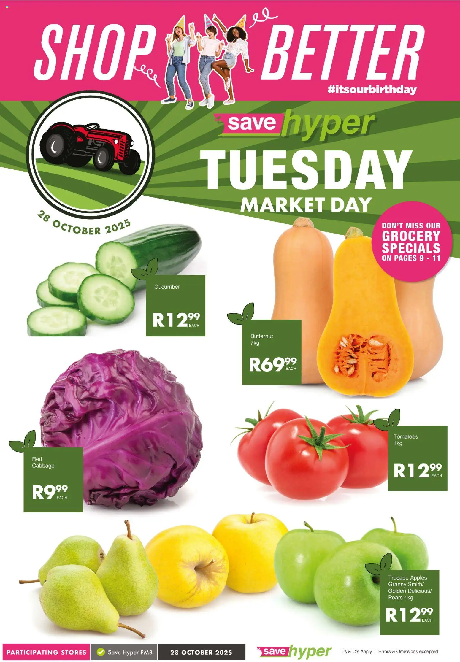 New Save catalogue – valid from 28.10.2025 | Page: 1 | Products: Pears, Apples, Tomatoes