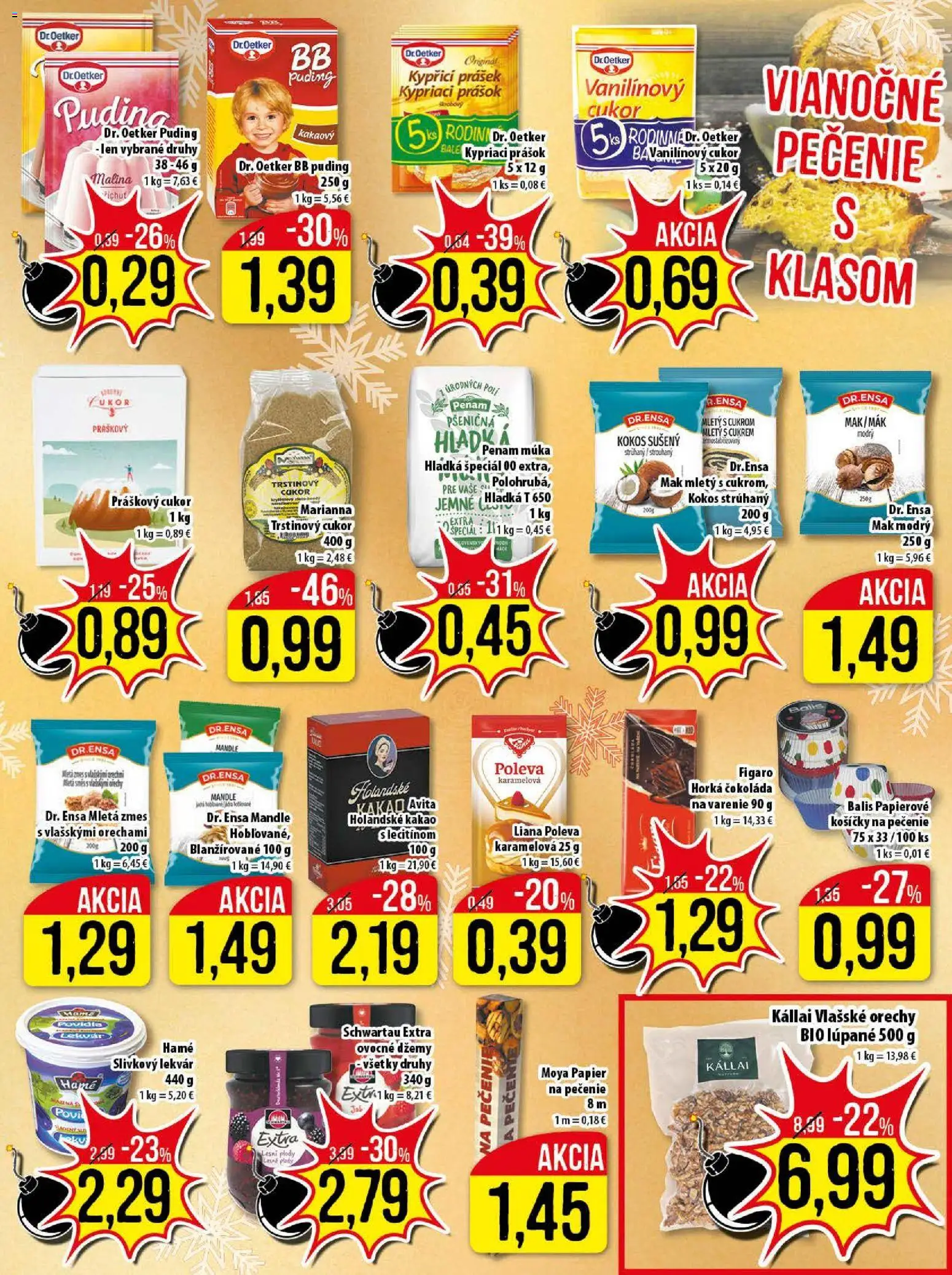 Nové Klas akcie – leták je platný od 08.12.2025 | Strana: 14 | Produkty: Puding, Čokoláda, Cukor, Múka