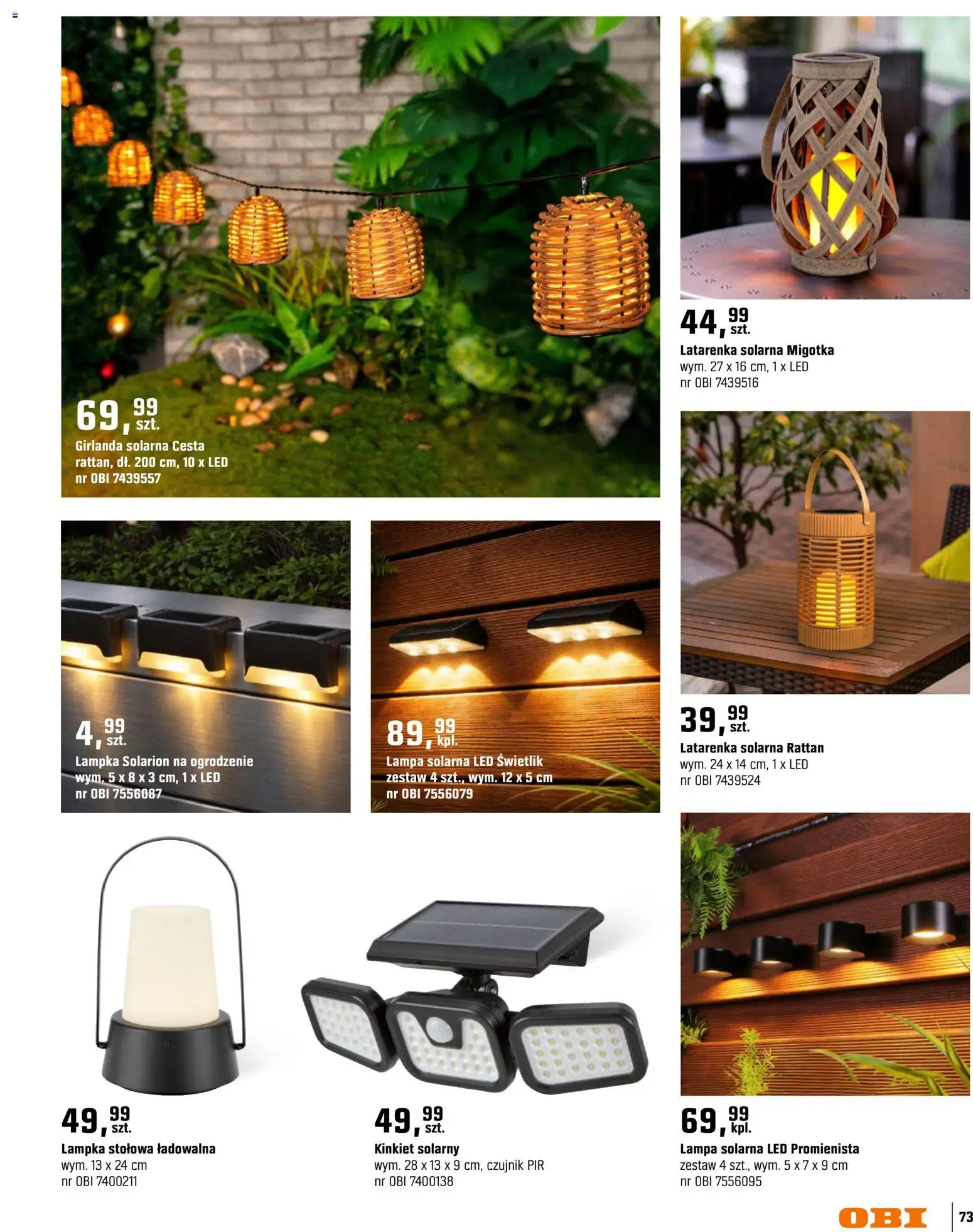 OBI gazetka - Ogród od 11.03.2026 | Strona: 73 | Produkty: Lampa solarna, Lampa