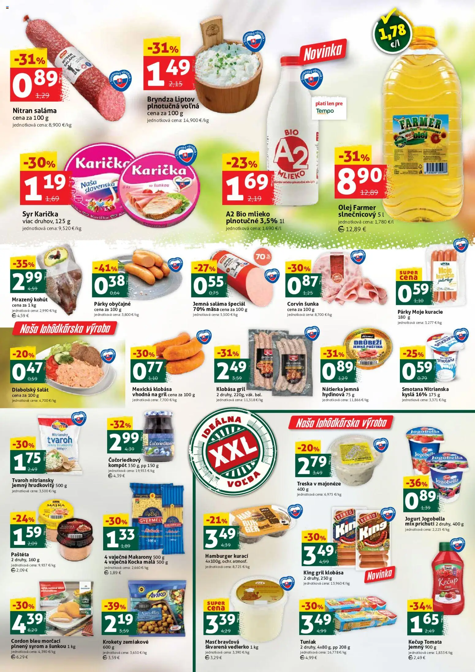 Nové COOP Jednota akcie – leták je platný od 24.04.2026 | Strana: 2 | Produkty: Gril, Olej, Tuniak, Treska