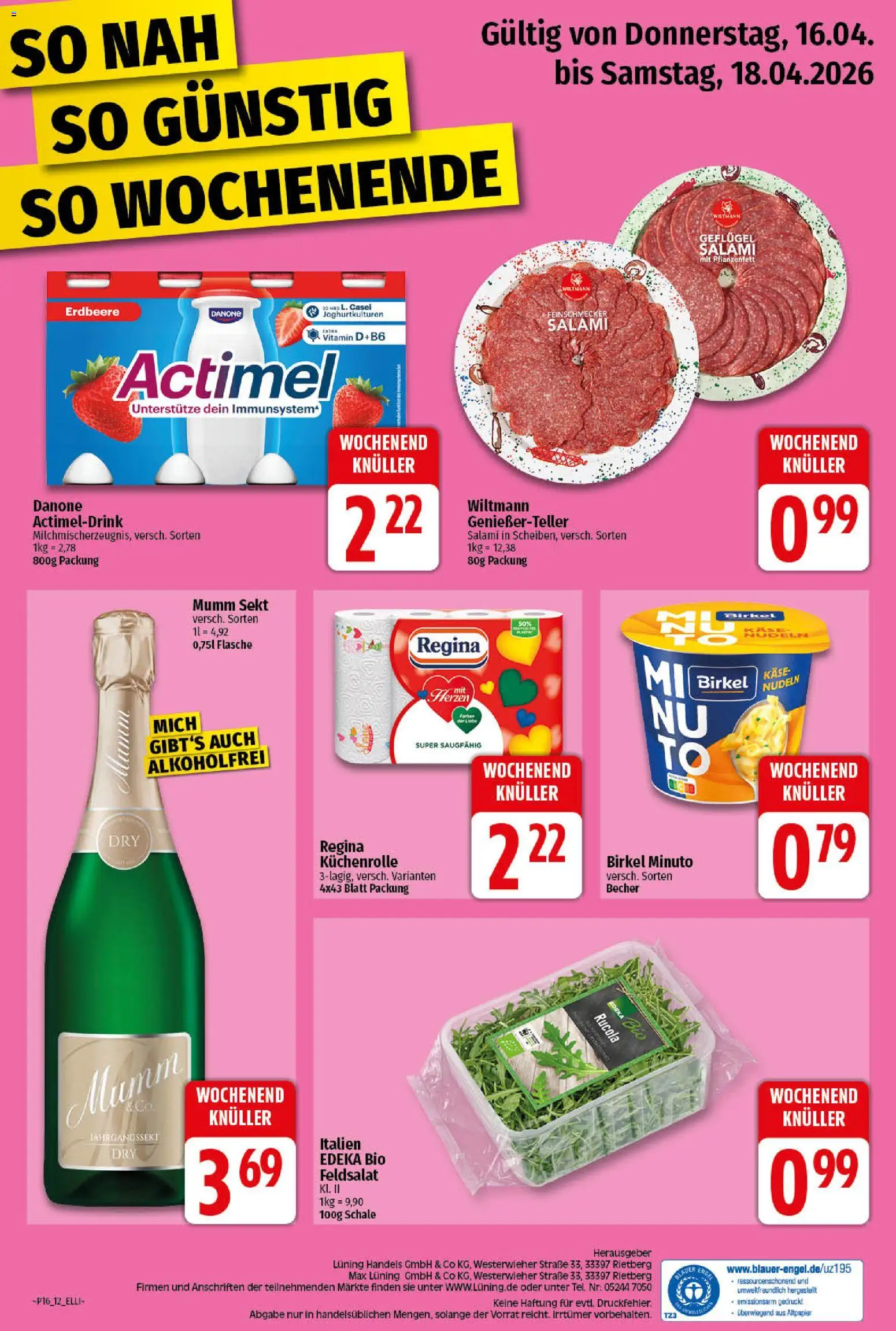 Elli Markt Prospekt Greffen – gültig ab 13.04.2026 | Seite: 13 | Produkte: Mumm sekt, Actimel, Käse, Küchenrolle