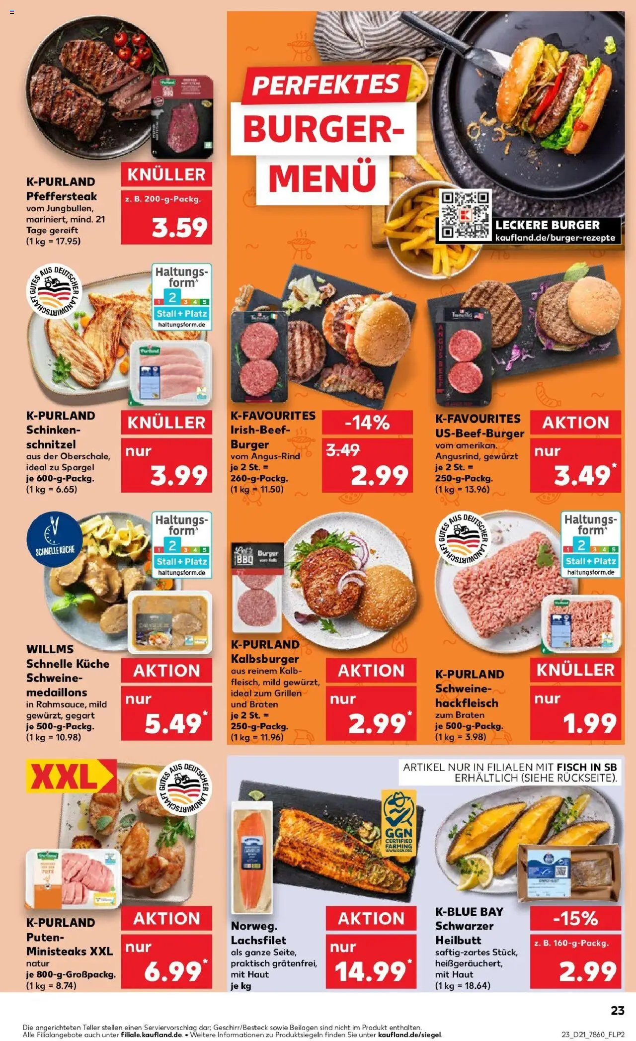 Kaufland prospekt Rheinfelden (Baden)	 - gültig ab dem 22.05.2025 | Seite: 23 | Produkte: Burger, Schnitzel, Fisch, Hackfleisch