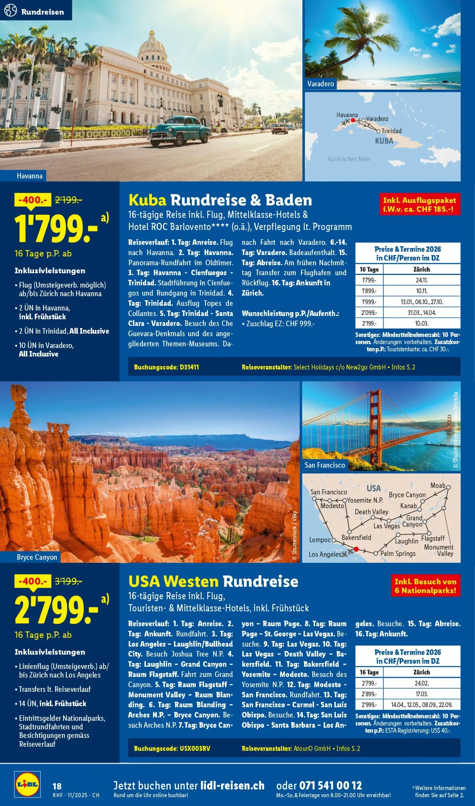Lidl Aktionen Reisen November – gültig ab 29.10.2025 | Seite: 18 | Produkte: Rucolasalat, Uhr